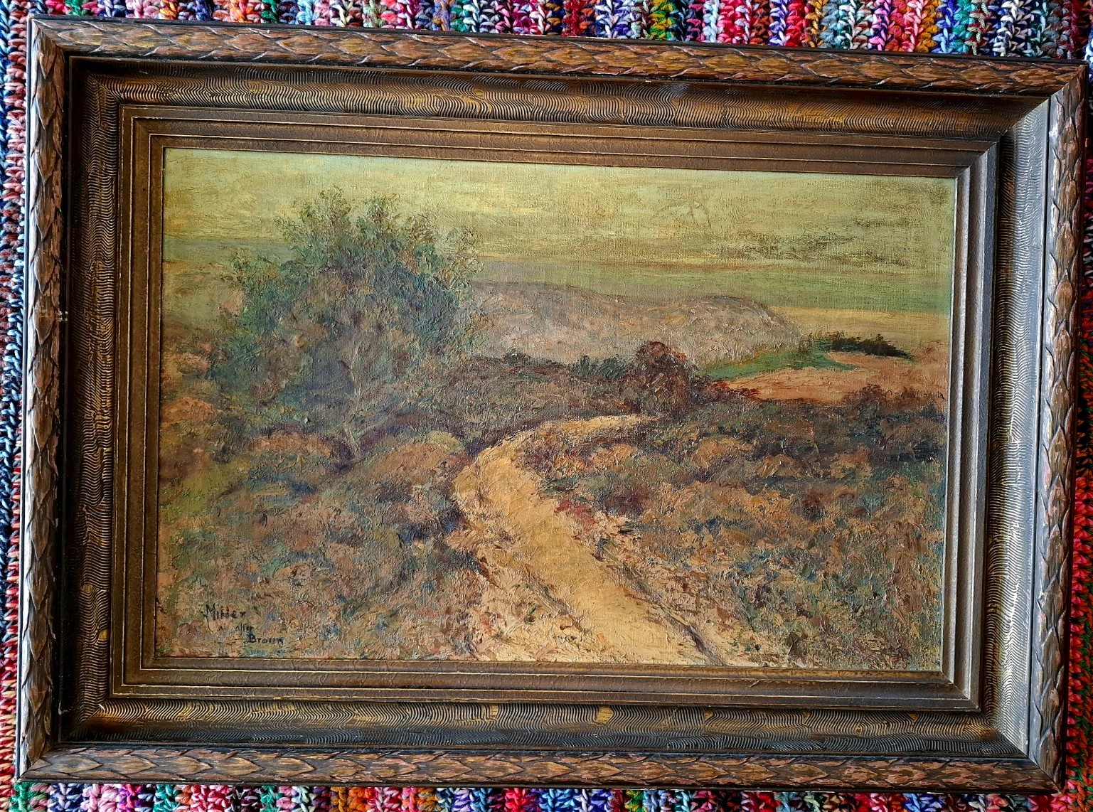 Antique LG Impressionist Rustic Landscape w/ Mountains Coastal, 1910 California