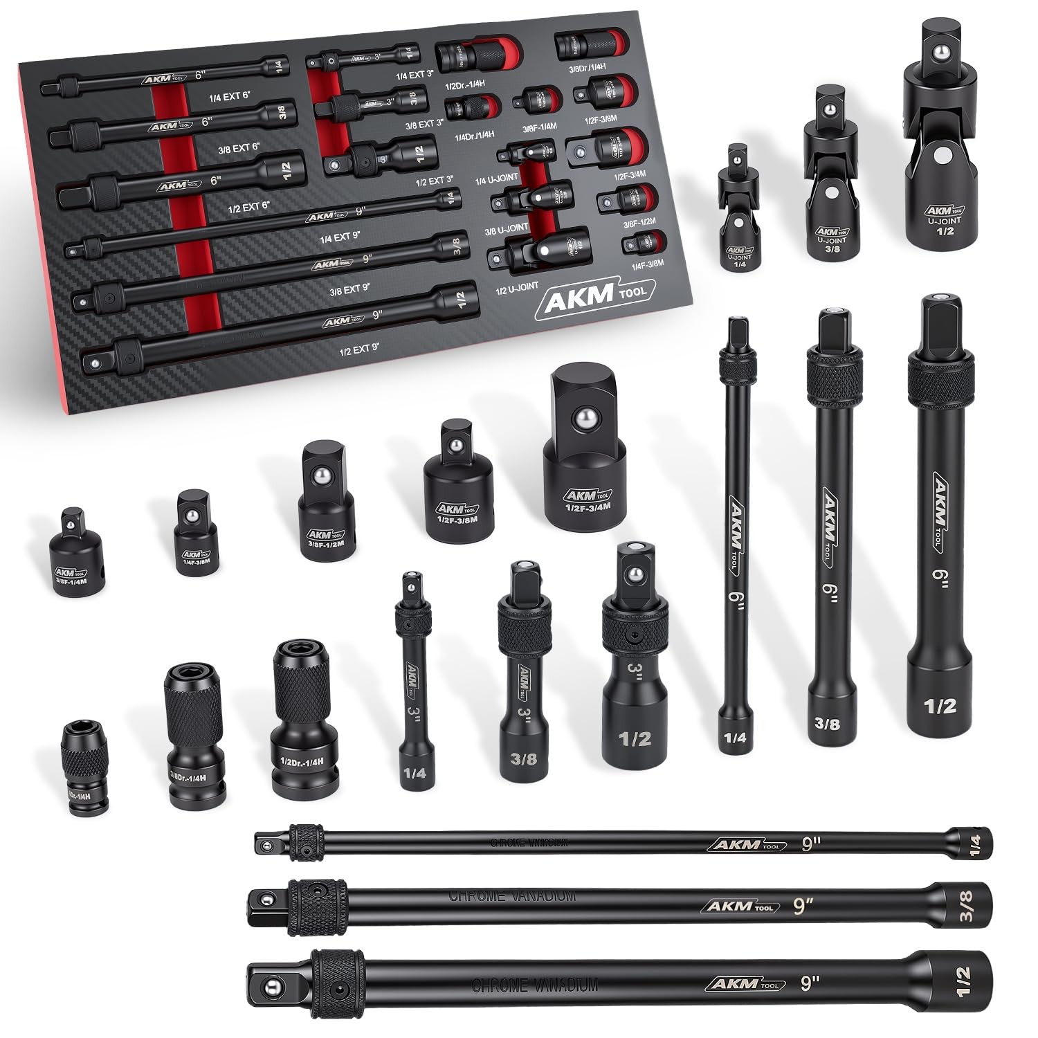 20 Piece Locking Impact Socket Extension Set, 3\ 20 Piece Locking Impact Socket Extension Set, 3\