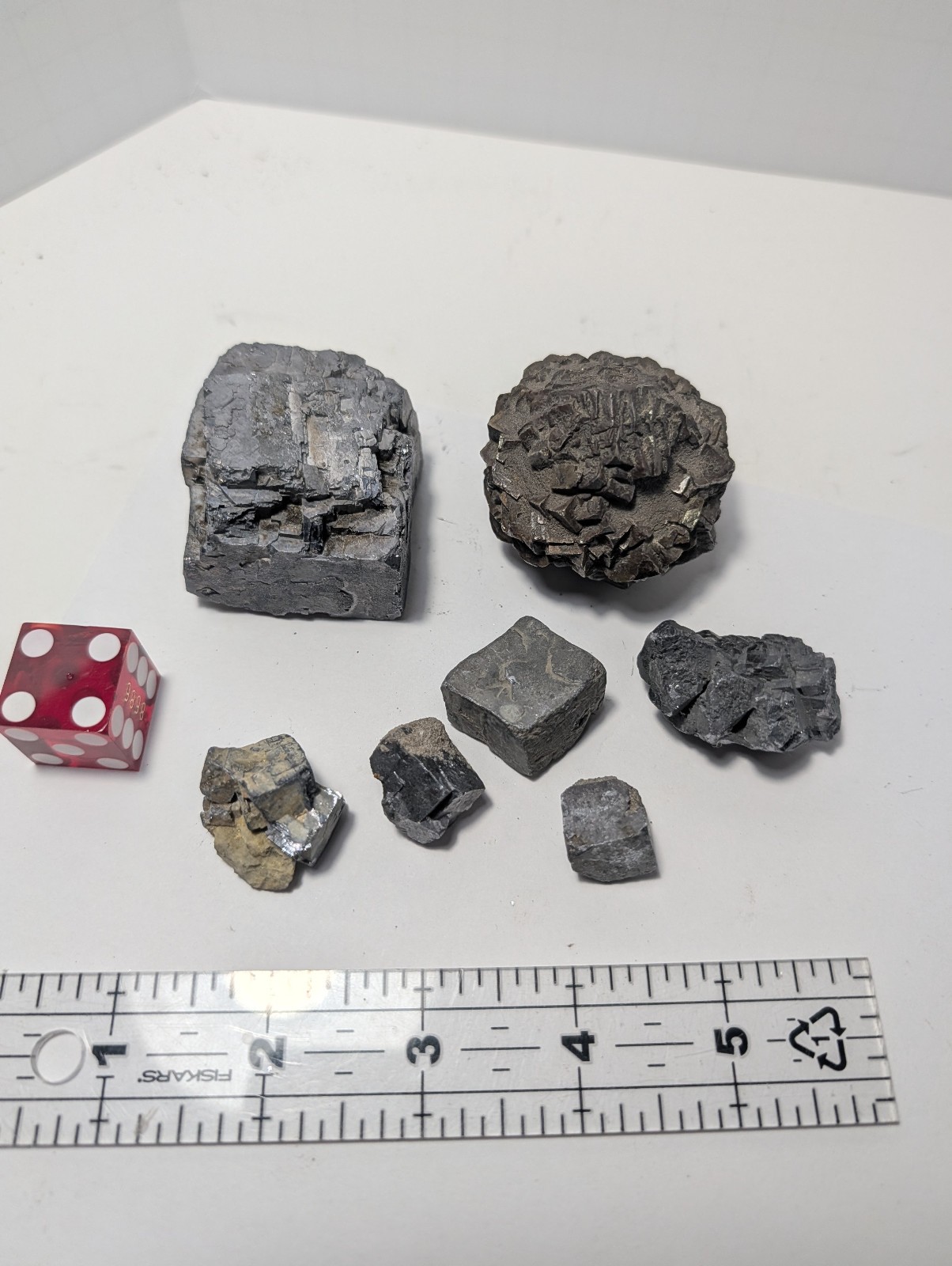 Vintage Cubic Galena Pyrite Crystal Lot 7pc Heavy Metallic Sulfide Clusters 741g