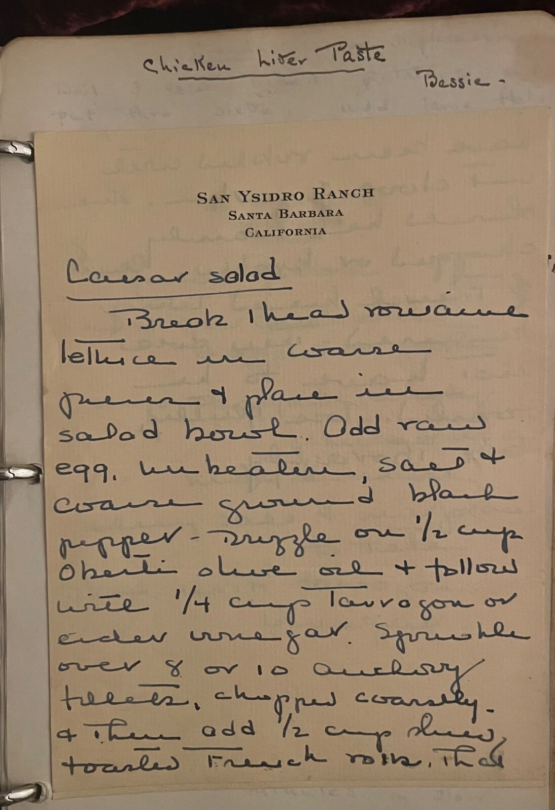 1904 HANDWRITTEN COOKBOOK SAN YSIDRO RANCH COCKTAILS PIES PRESERVES GIN FIZZ