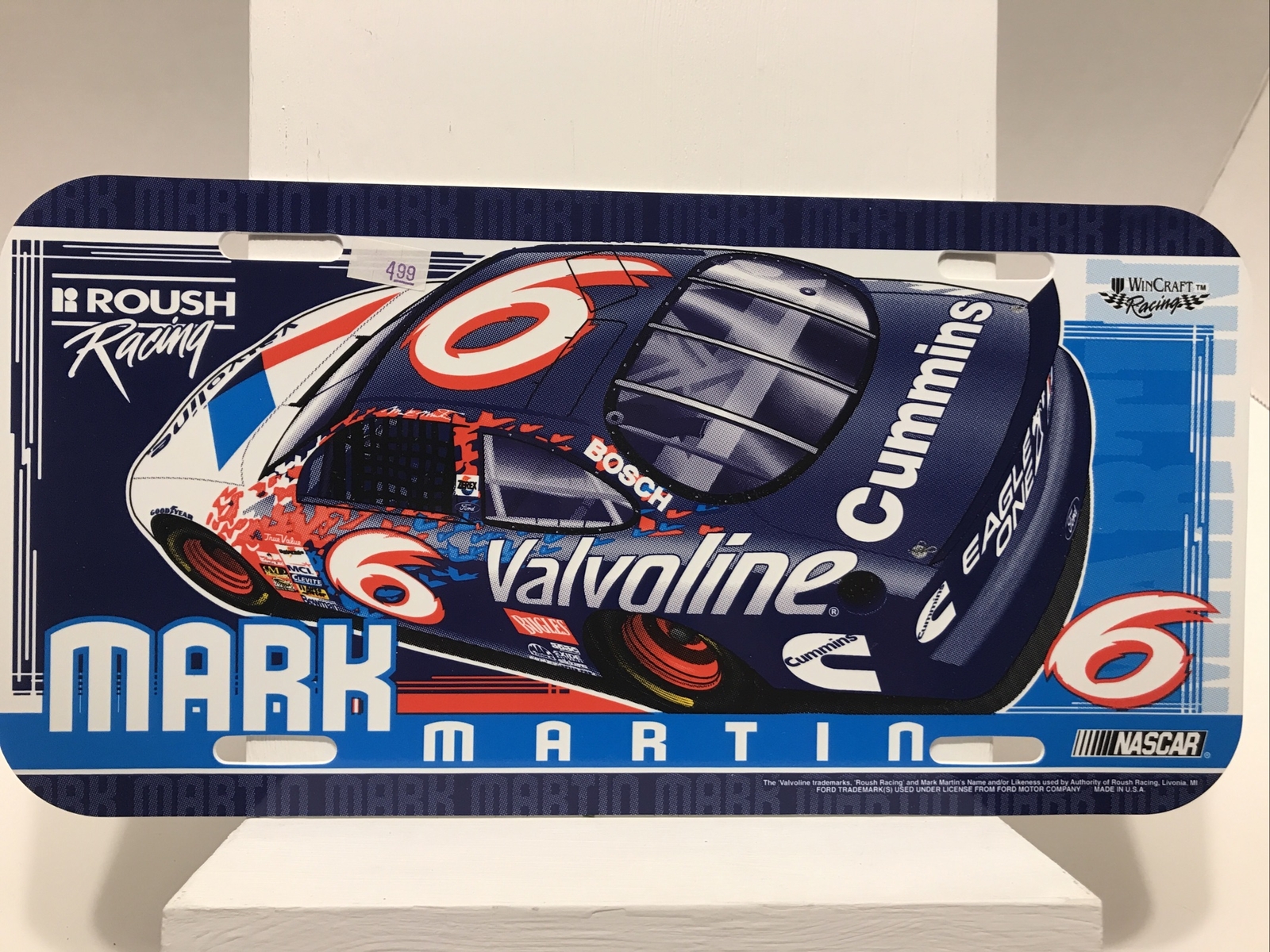NASCAR Mark Martin #6 Roush Racing Plastic Collector\'s License Plate (12\