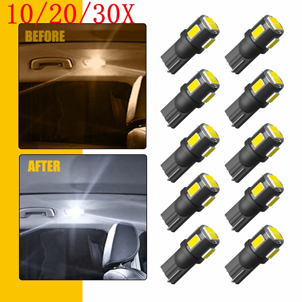 10/20/30X E T10 194 168 2825 W5W Wedge Light Bulbs LED 6000K Super White 6-SMD
