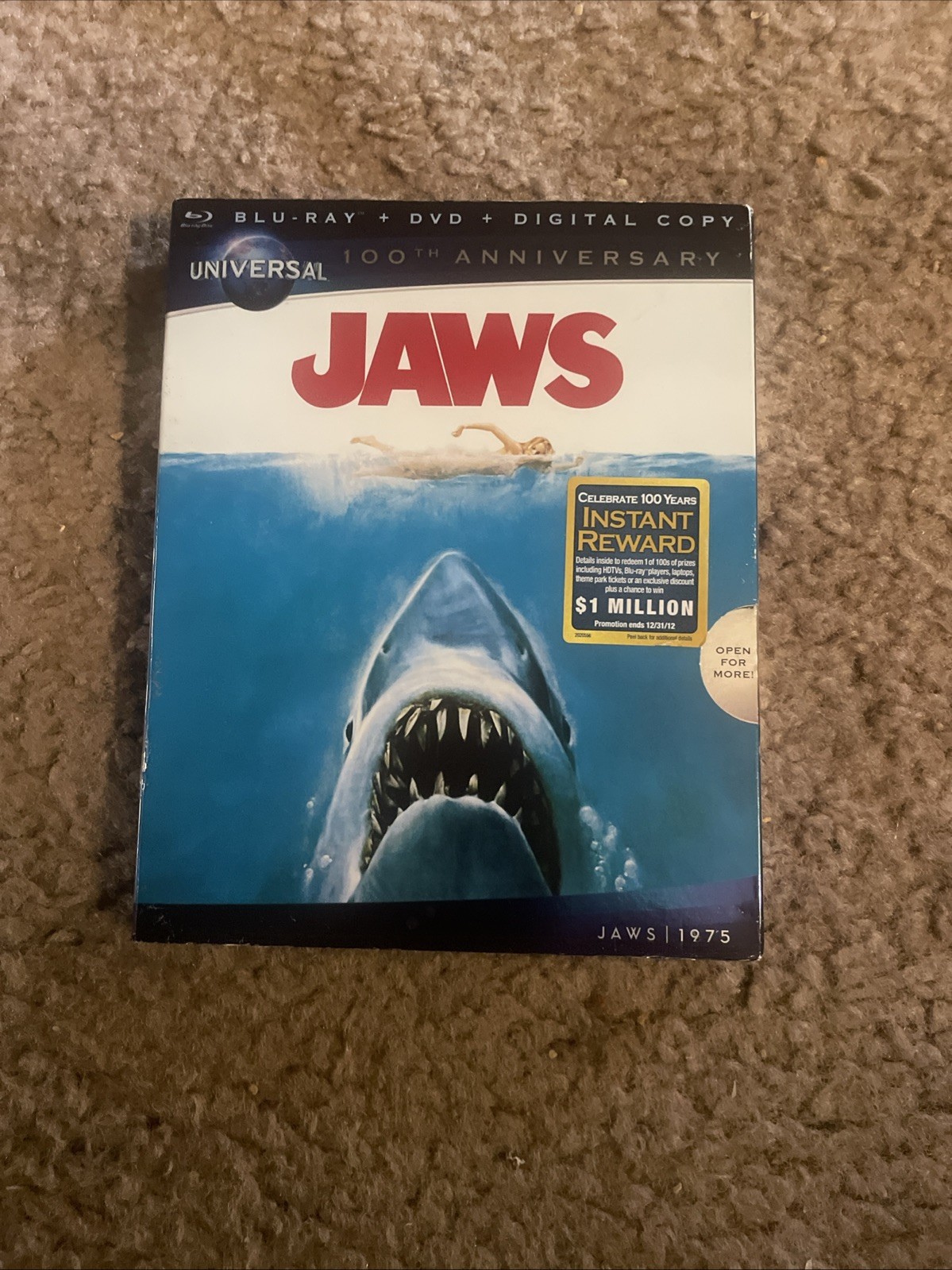 Jaws [1975] (Blu-ray, 2012, 2-Disc Set, 100th Anniversary) W/Slip Very Good
