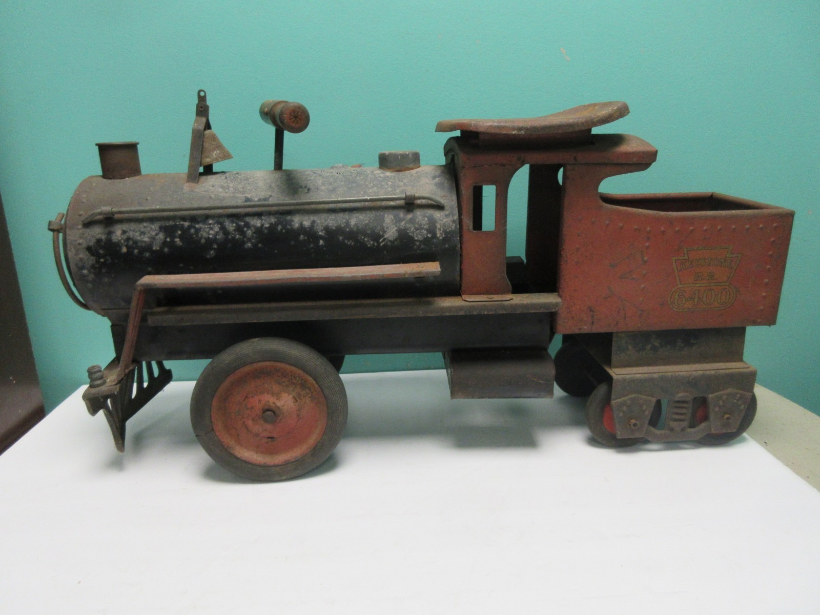 Antique 1920s Keystone RR Pressed Steel 6400 Ride On Locomotive Train Engine Toy