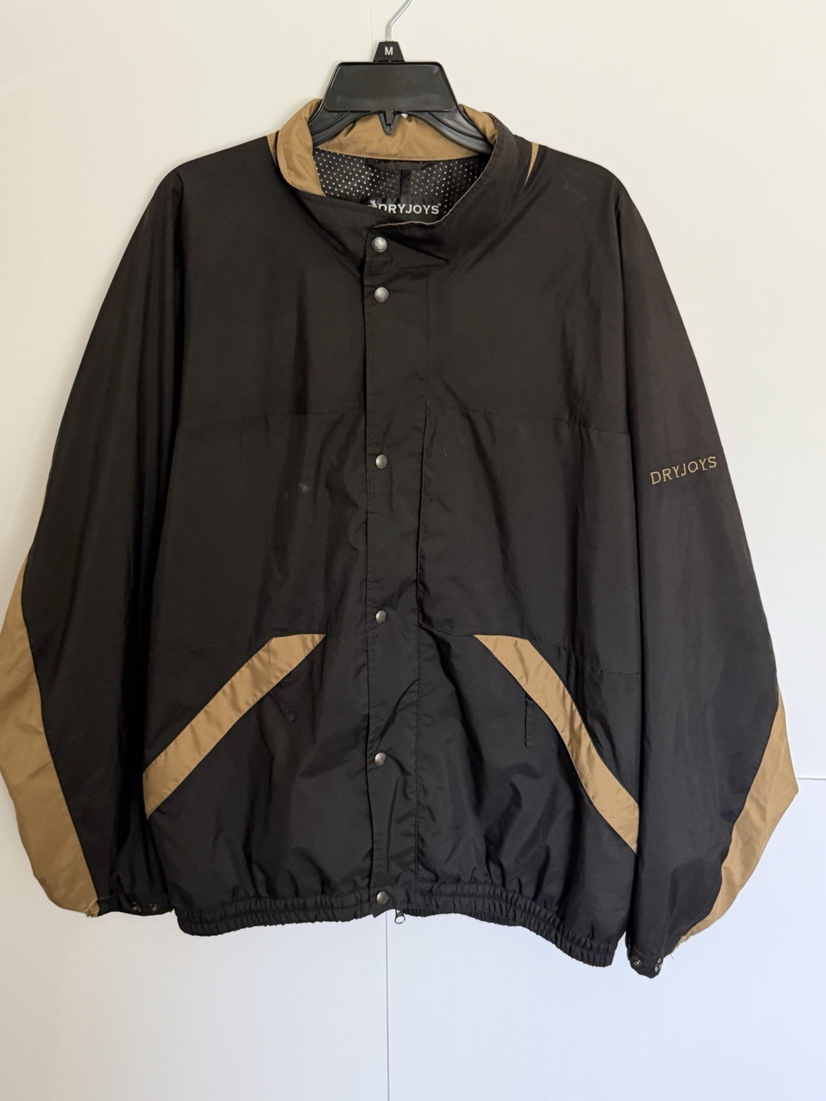 Vintage DryJoys by FootJoy Men\'s XL Black Brown Golf Rain Jacket Windbreaker