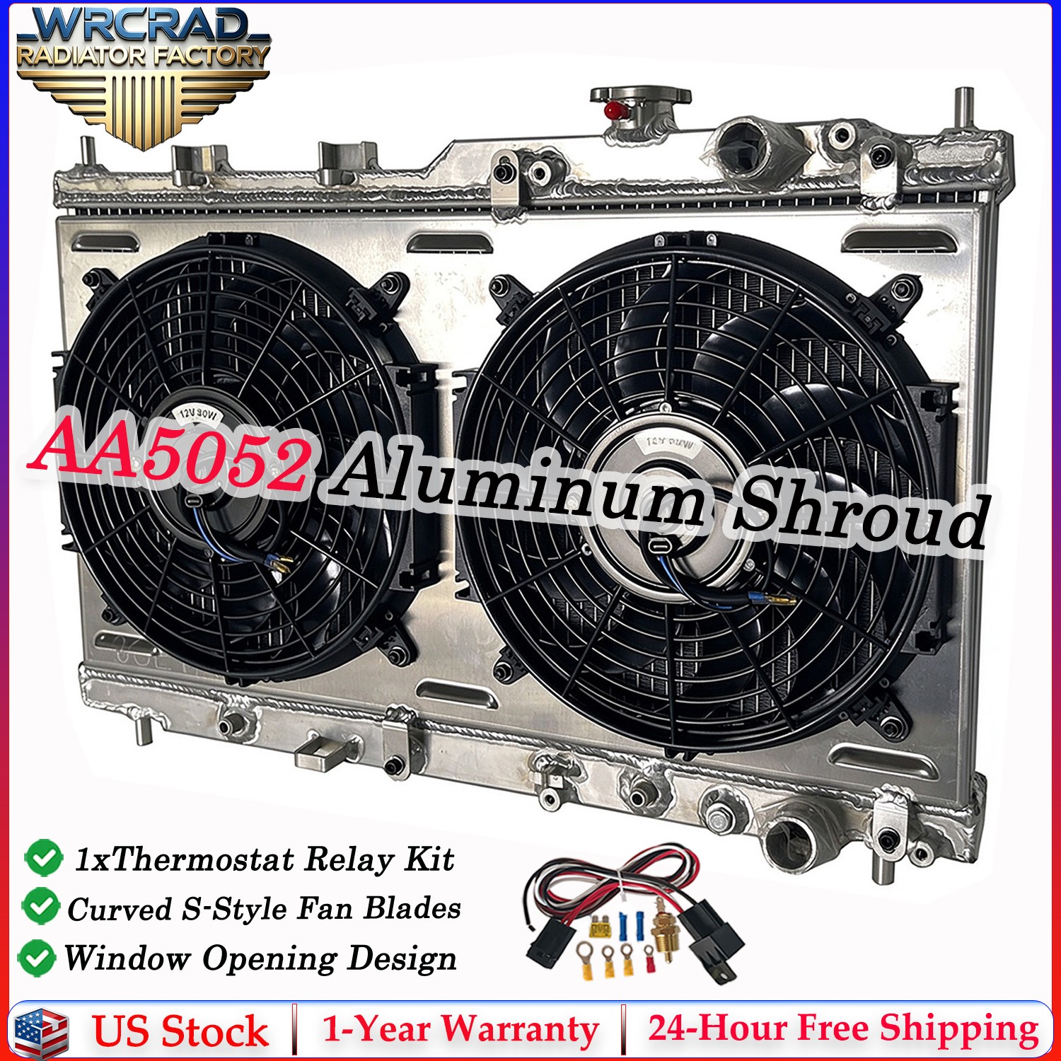 Radiator+Shroud Fan For 1994-2001 2000 99 Acura Integra GS RS DB GSR DC2 1.8L l4