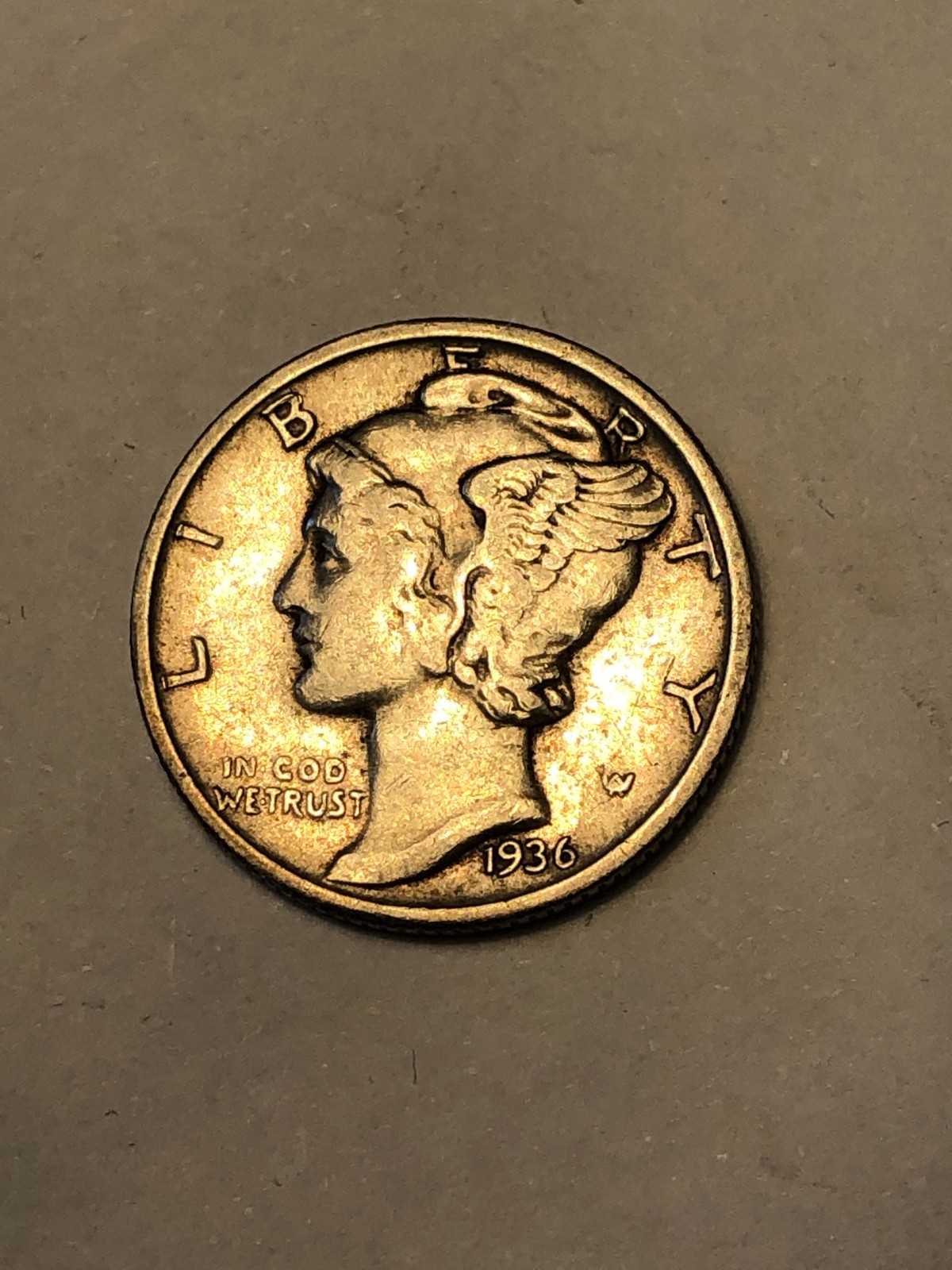 1936-P Mercury Silver Dime, Extra Fine circ., Lot K-43859, . 1936-P Mercury Silver Dime, Extra Fine circ., Lot K-43859, .