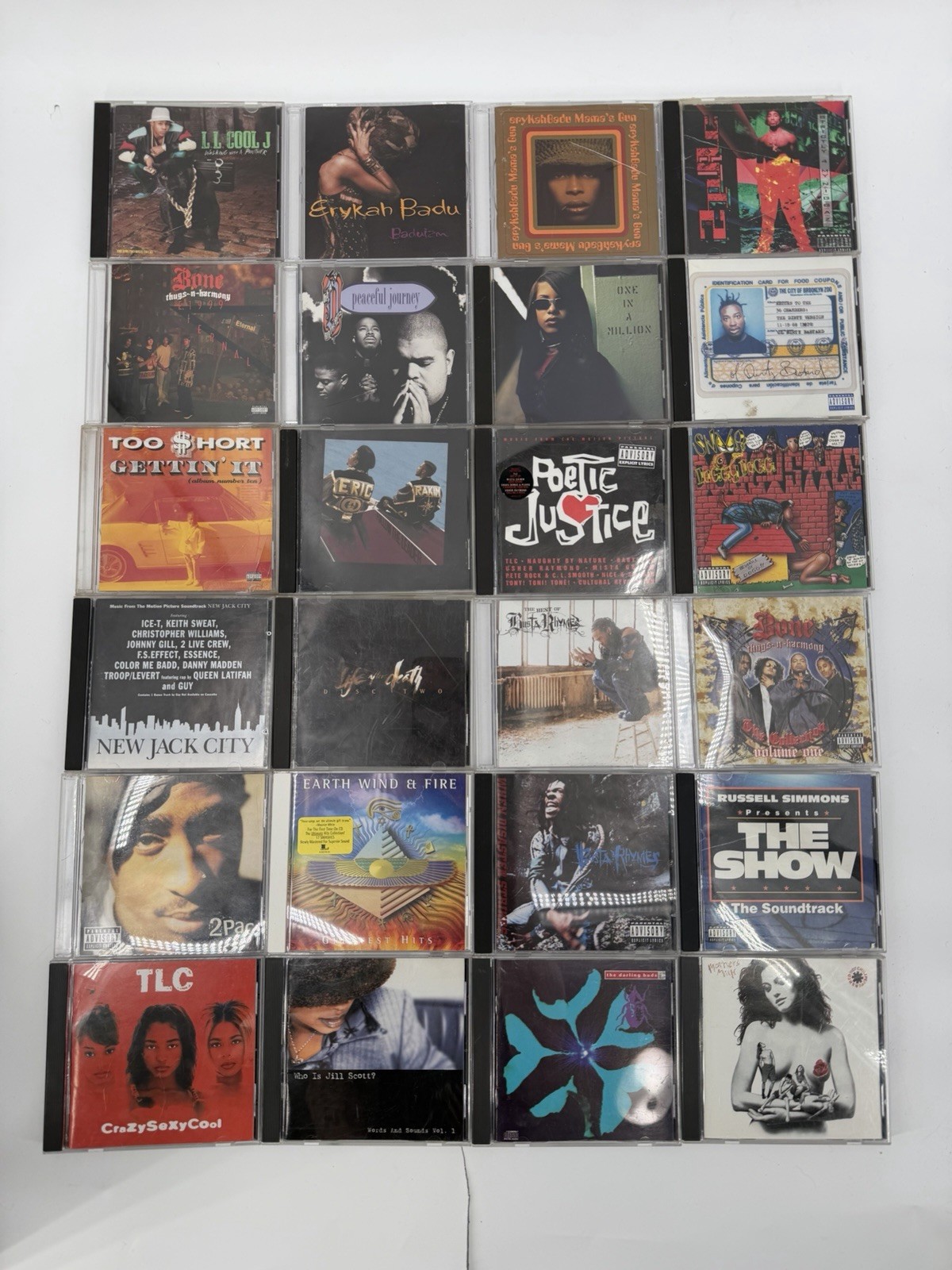 Lot Of 24 CDs Rap Hip Hop R&B Rock 2pac Aaliyah Erykah Badu Snoop Dogg TLC