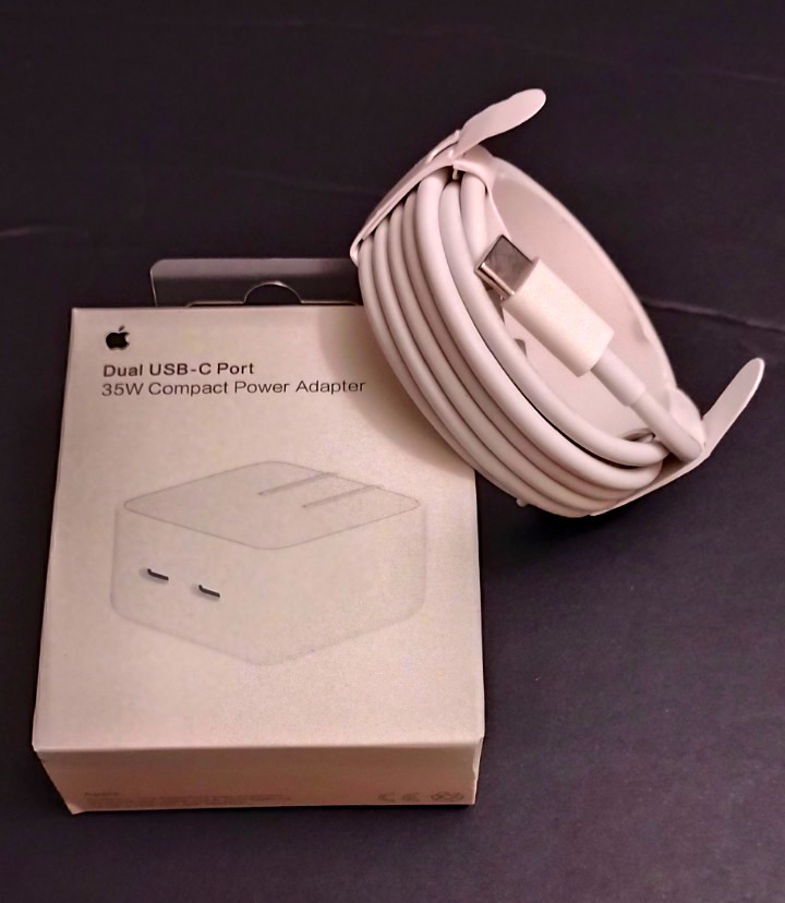 Brand New Apple A2571 35W Dual USB-C Fast Charge Wall Power Adapter, White