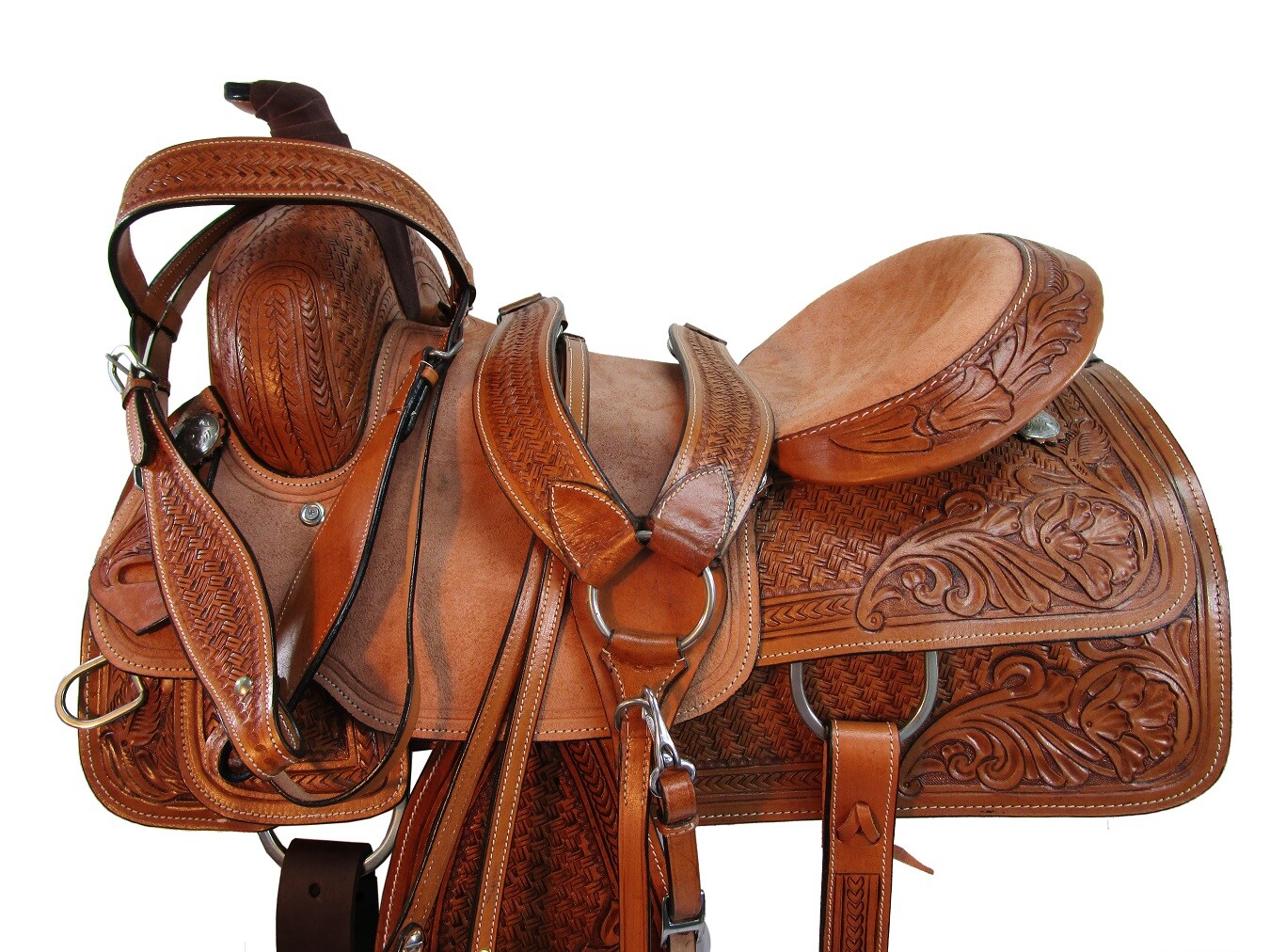 PRO WESTERN RANCH SADDLE ROPING HORSE PLEASURE TOOLED LEATHER TACK 18 17 16 15