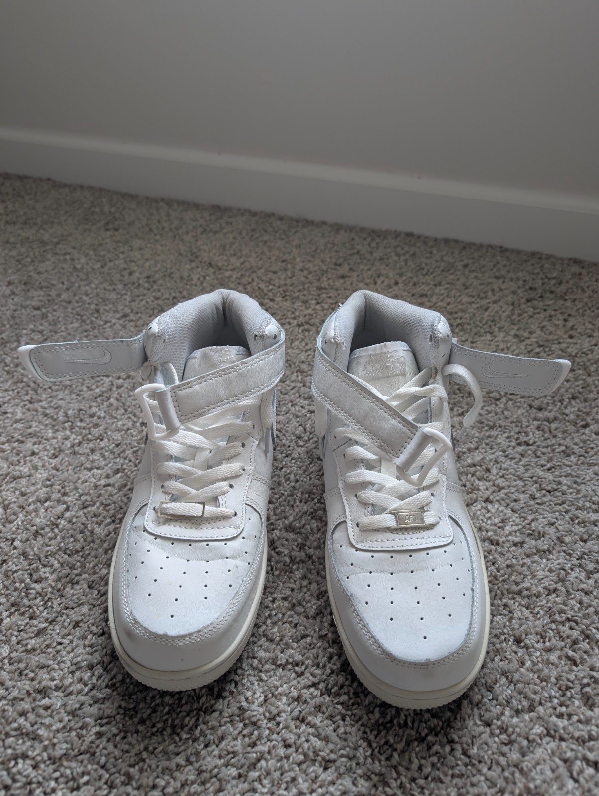 Nike Air Force 1 Mid White Mid Top Lace-Up Sneakers Style Code 314195 113 Nike Air Force 1 Mid White Mid Top Lace-Up Sneakers Style Code 314195 113