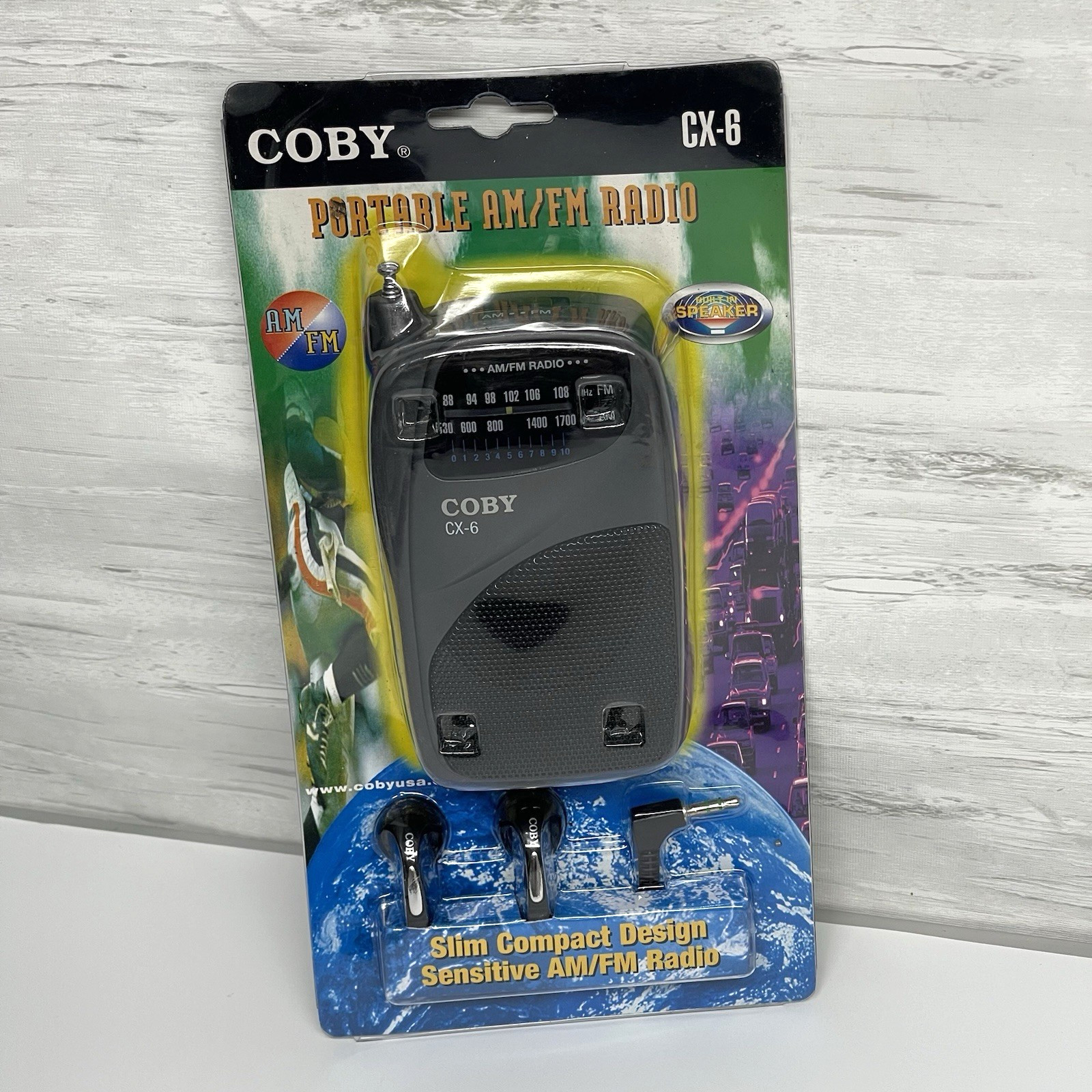 Vintage Coby Cx-6 Pocket AM FM Radio Slim Compact With Earphones NEW Sealed