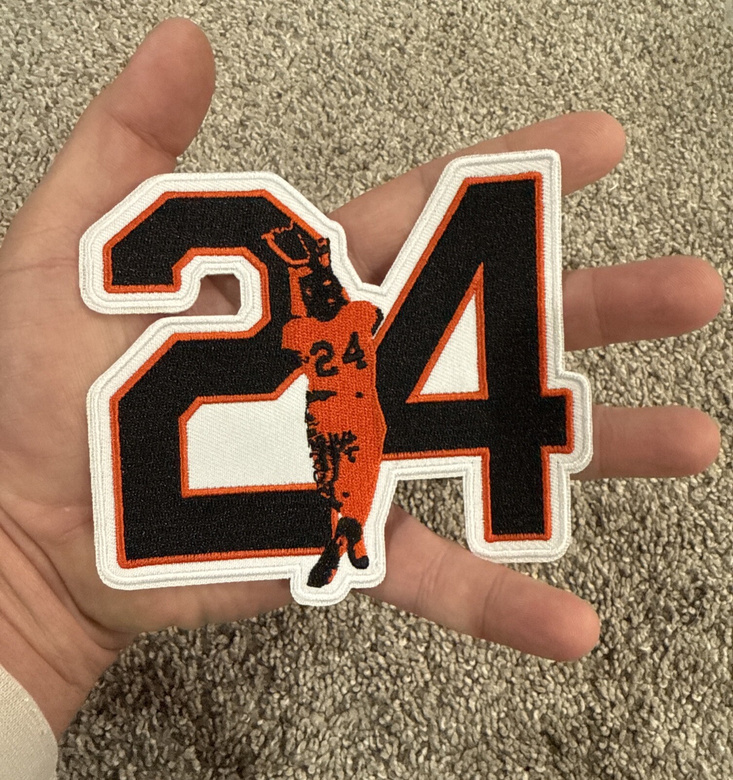 Willie Mays 24 HOF New York SF Giants 4.5in. Iron Sew On Jersey Patch Logo RARE Willie Mays 24 HOF New York SF Giants 4.5in. Iron Sew On Jersey Patch Logo RARE