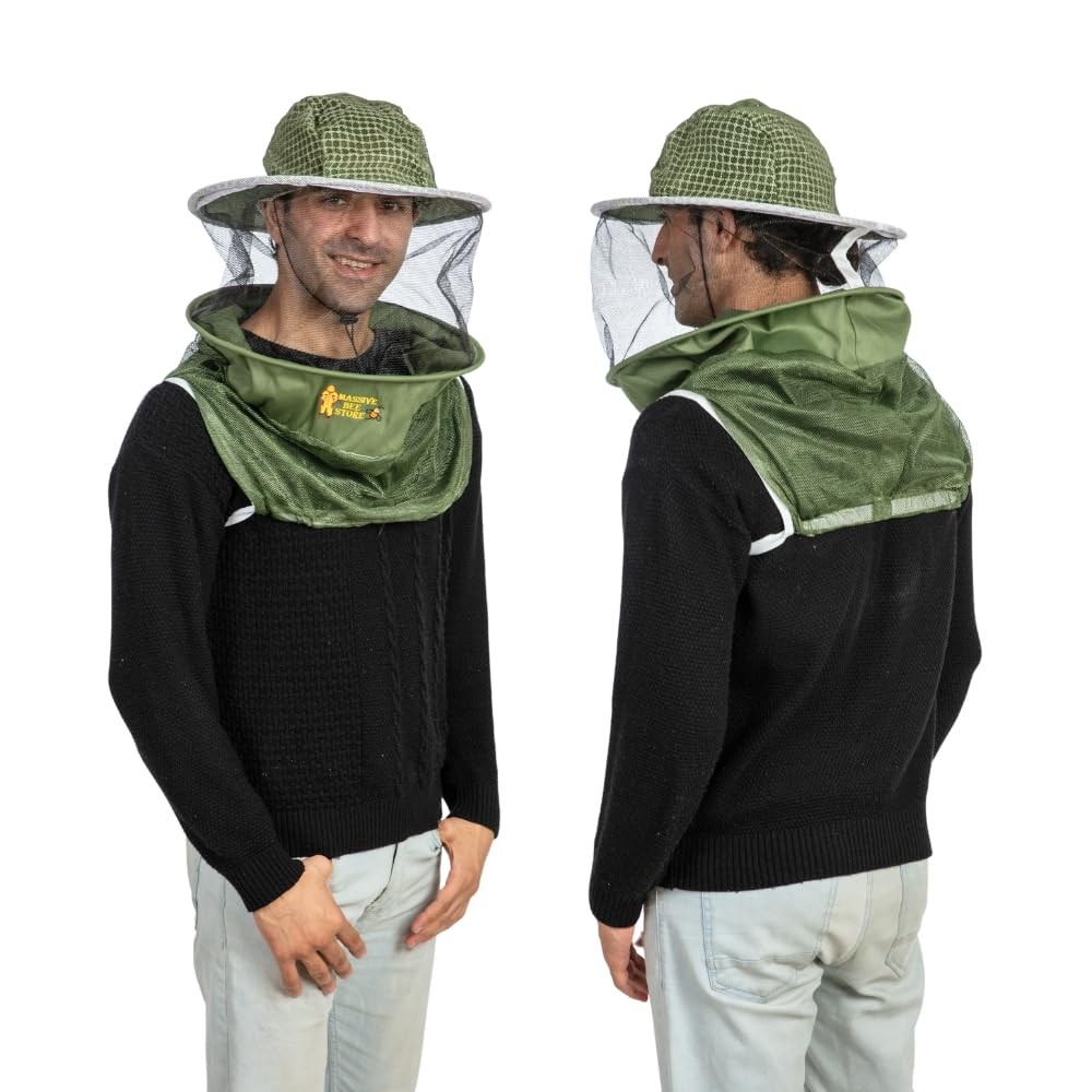 Massive Bee Store Three Layer Ventilated Beekeeping Veil in Round (3-Layer Hat, Massive Bee Store Three Layer Ventilated Beekeeping Veil in Round (3-Layer Hat,