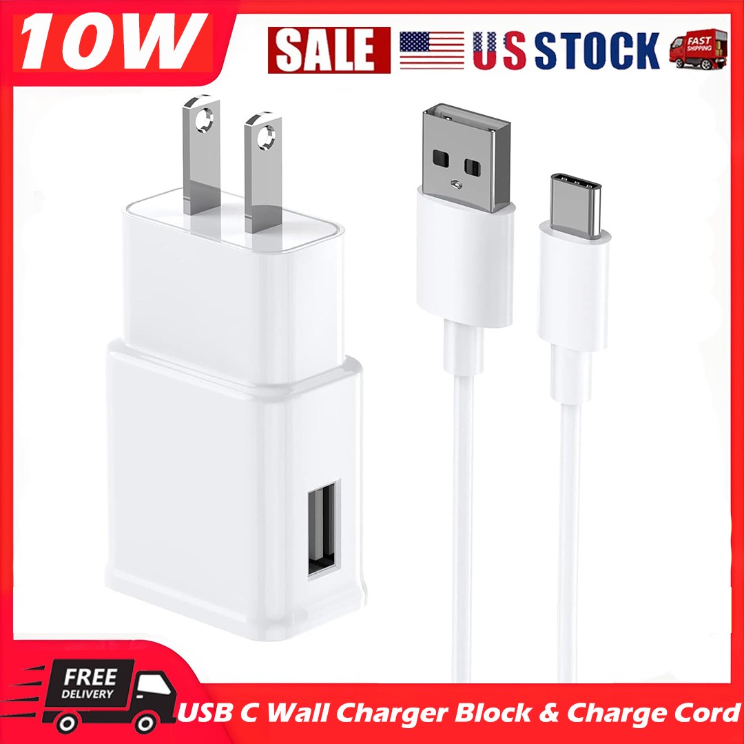 10W Charger Block for Samsung Phone Wall Charging & 3.3FT USBC TypeC Cable White