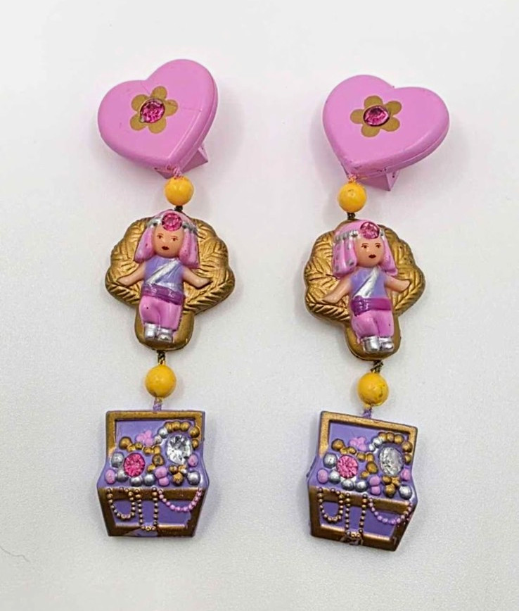 RARE Vintage 1992 Polly Pocket Jewel Collection - Necklance and Earrings RARE Vintage 1992 Polly Pocket Jewel Collection - Necklance and Earrings