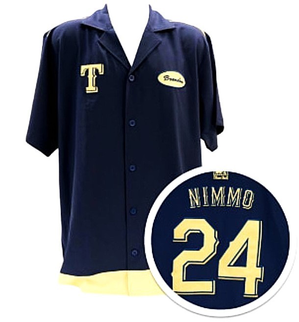 TEXAS RANGERS BRANDON NIMMO MECHANIC SHIRT SZ L THEME NIGHT 9-6-26 BLUE BELL