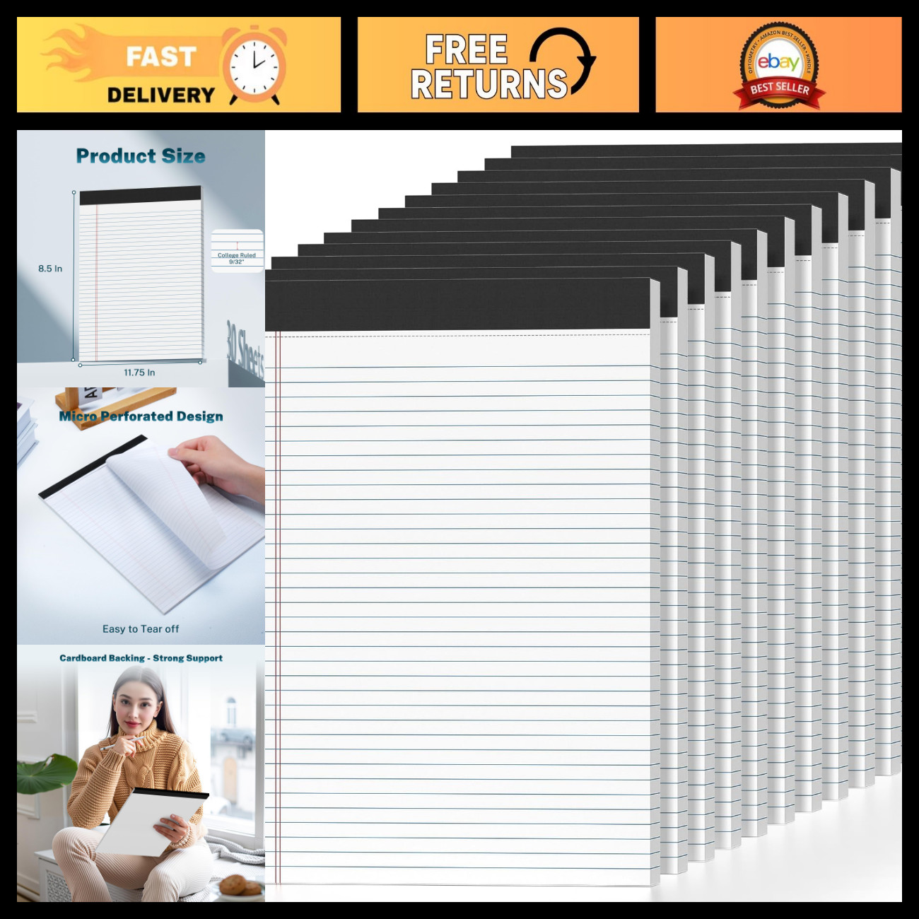 12 Pcs College Ruled Legal Pads 8.5