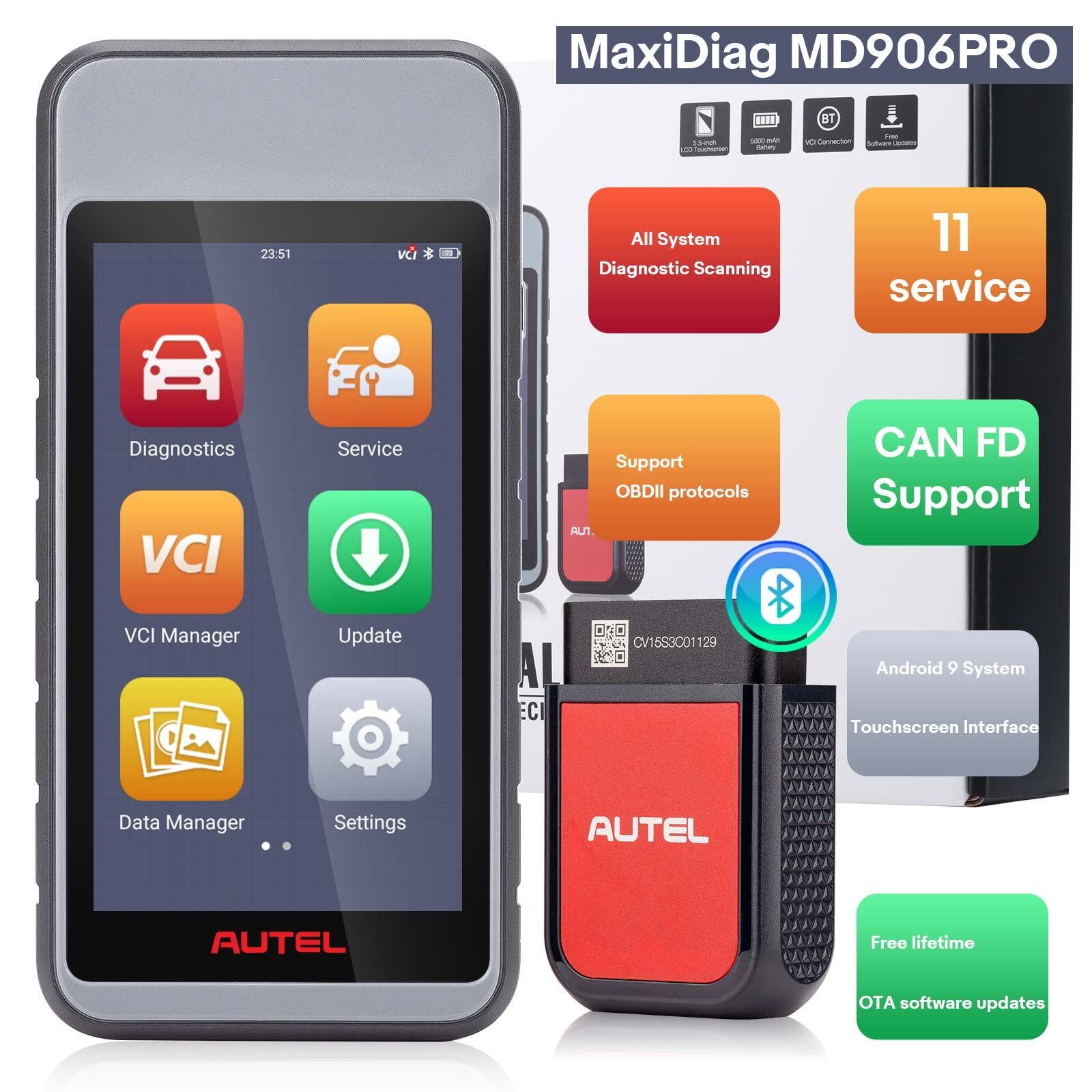 AUTEL MaxiDiag MD906PRO All System Diagnostic Scanner Service Functions CAN FD