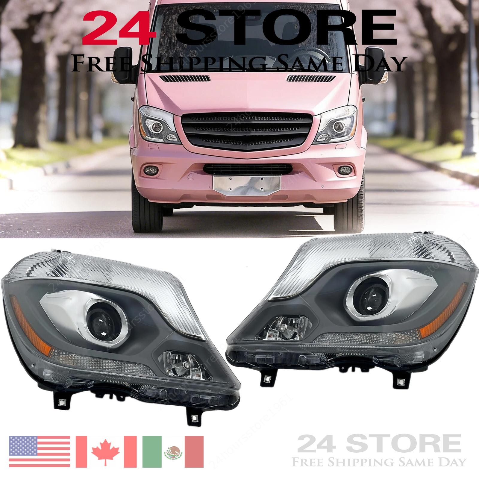 Pair For 2014-2018 Mercedes Sprinter 2500 3500 Xenon HID Headlights Left+Right