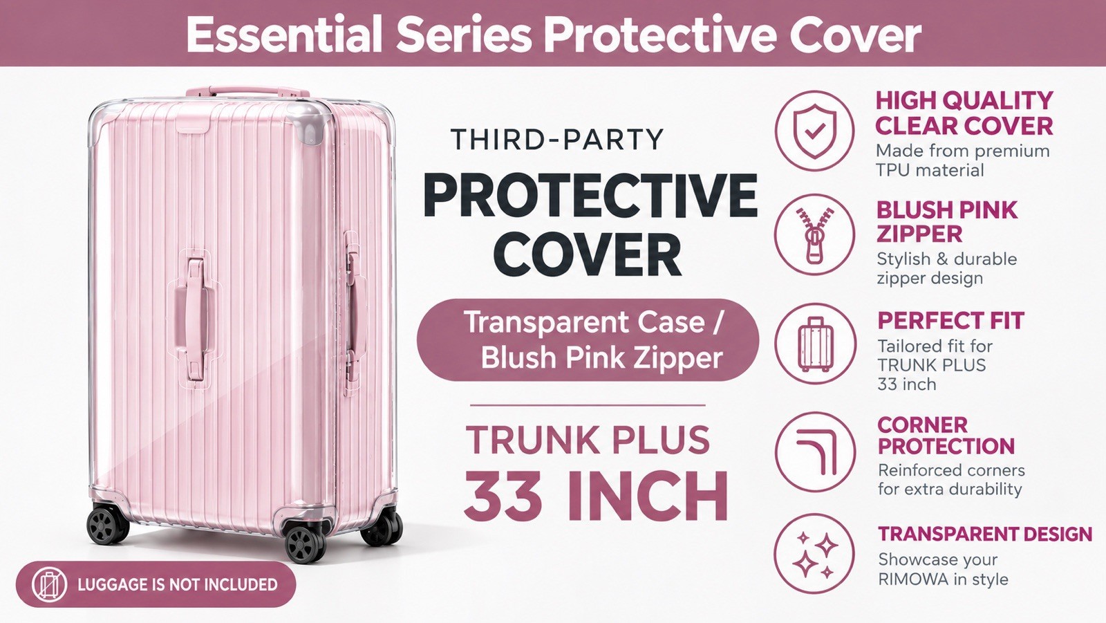 Third Party Essential Trunk Plus  High Quality Clear Cover 33 Inches