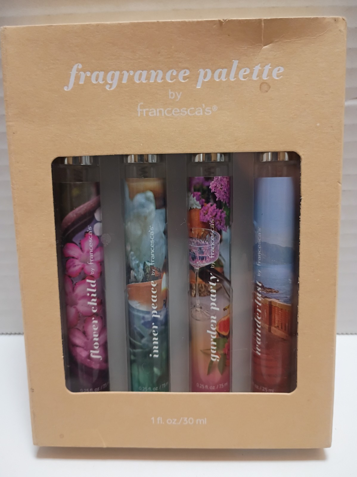 francesca\'s Fragrance Gift Set 1 fl oz Flower Child Inner Peace Wanderlust francesca\'s Fragrance Gift Set 1 fl oz Flower Child Inner Peace Wanderlust