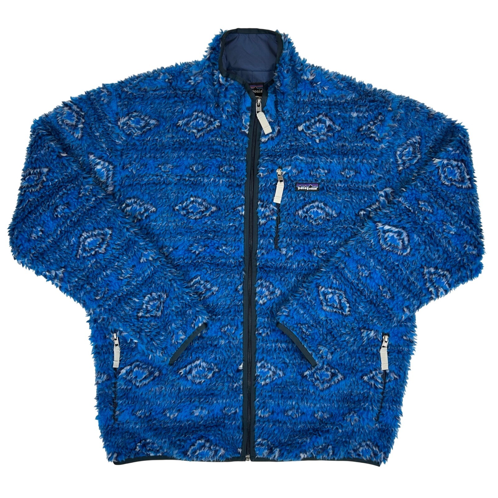 Patagonia Classic Retro-X Deep Pile Cardigan rare Choolie Bandana Blue Aztec XL