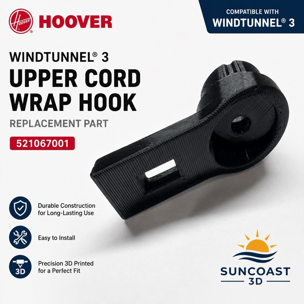 Hoover WindTunnel 3 Upper Cord Wrap Hook Replacement 521067001 UH72625