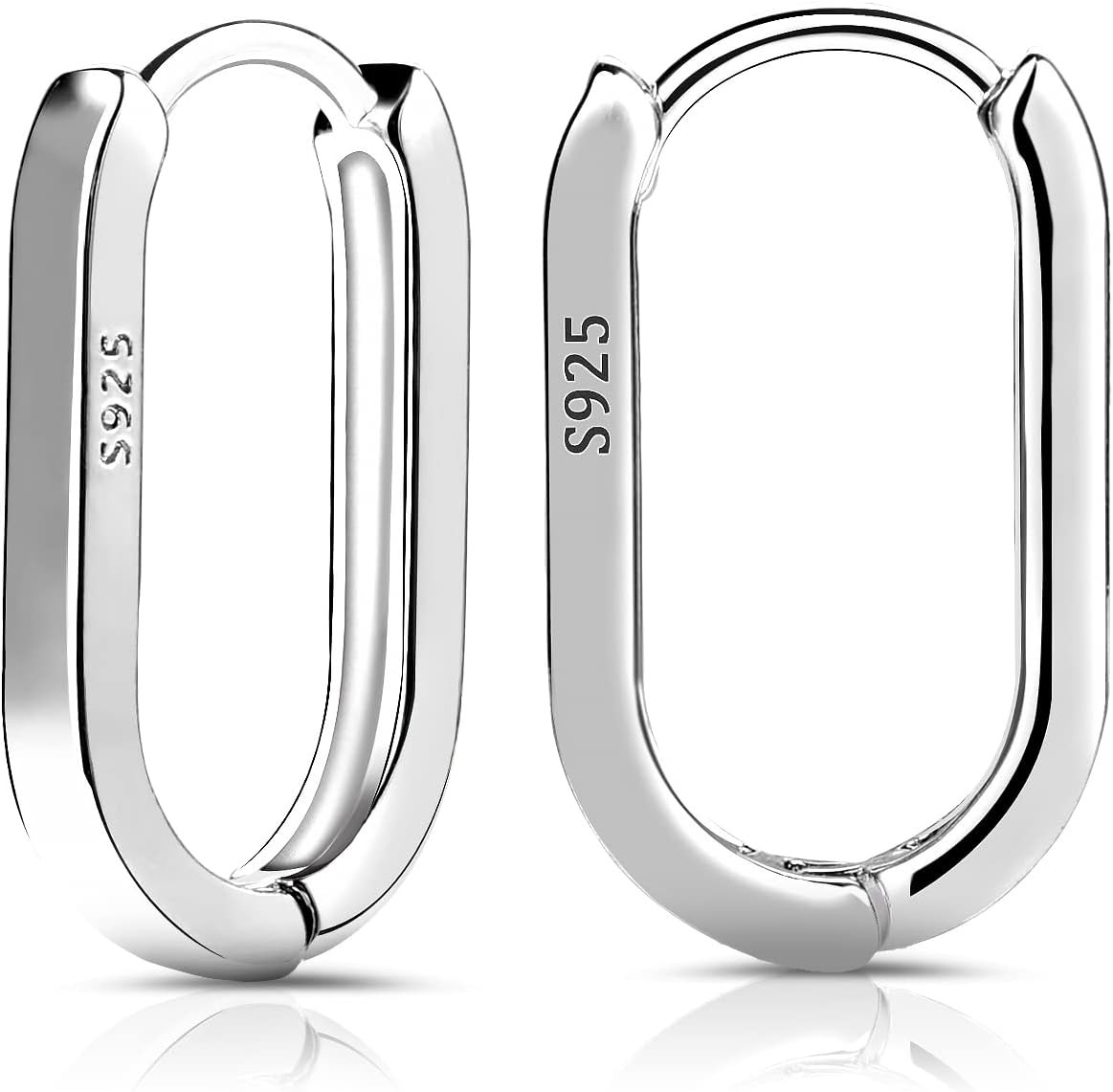 LUTER S925 Sterling Silver Hoop Earrings, 2Pcs Small Oval Hoop Earrings LUTER S925 Sterling Silver Hoop Earrings, 2Pcs Small Oval Hoop Earrings