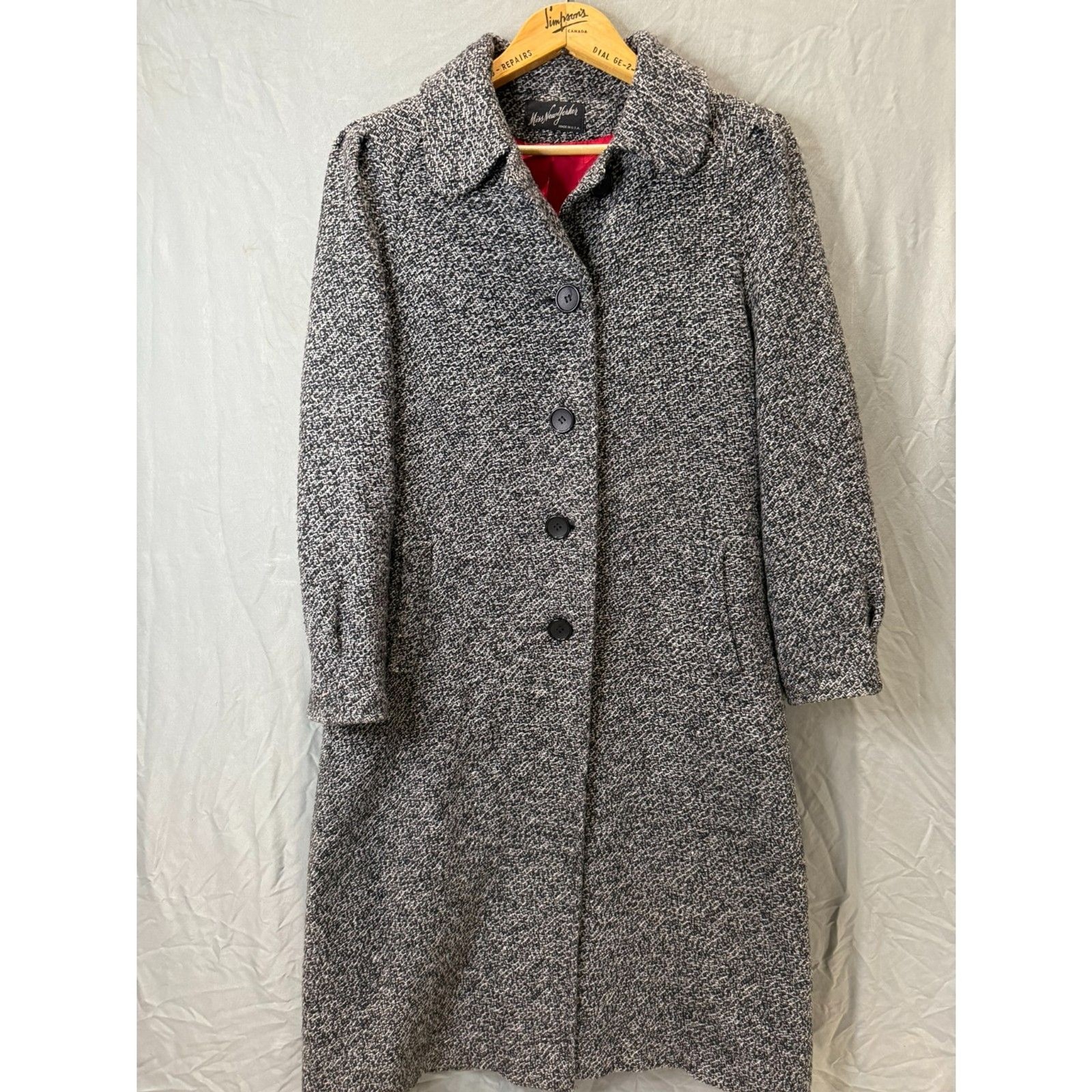 Vintage Miss New Yorker Tweed Long Trench Coat