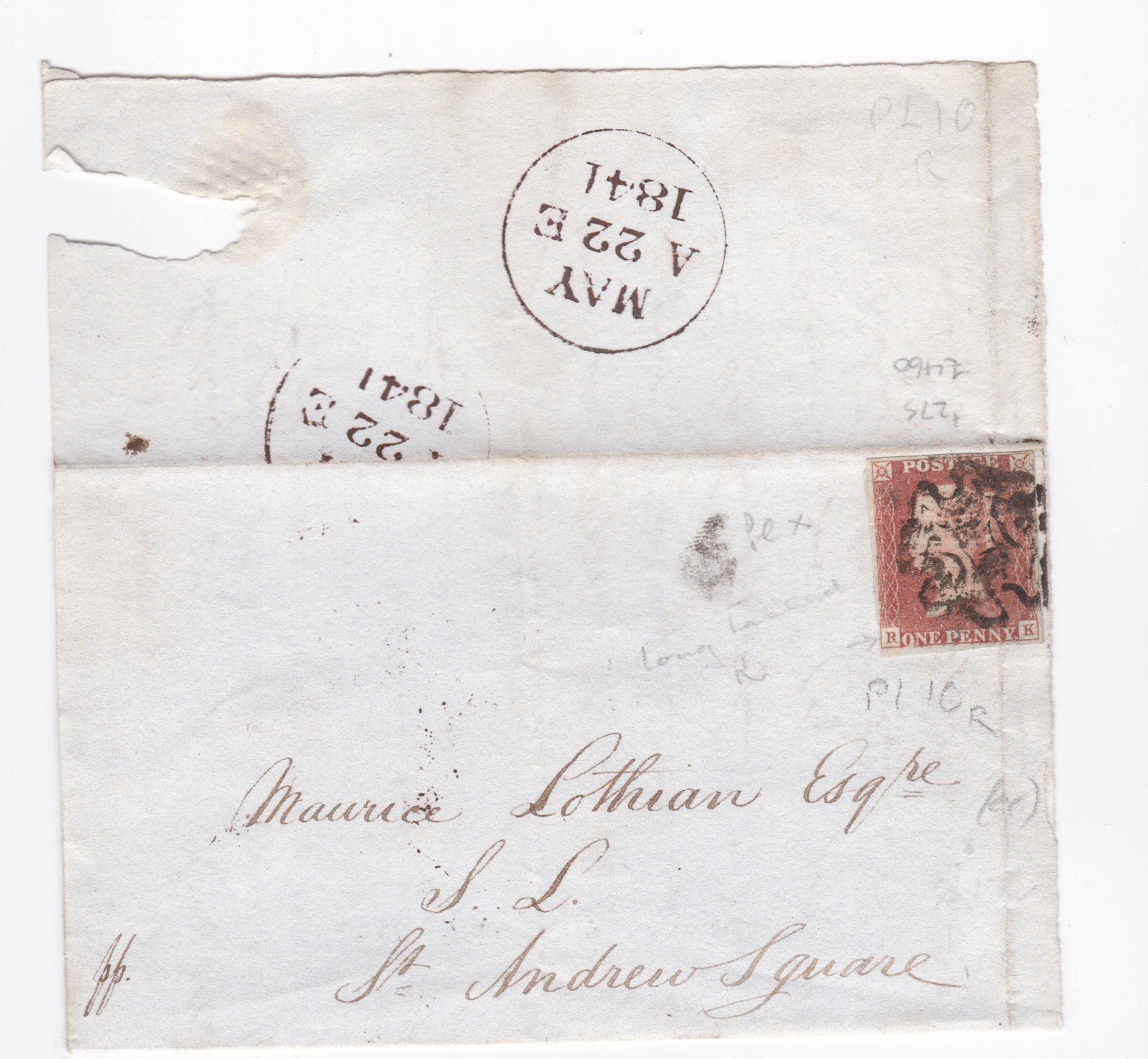 1841 QV FINE 1d PENNY RED STAMP BLACK PL10 EDINBURGH MX MALTESE CROSS ON ENTIRE 1841 QV FINE 1d PENNY RED STAMP BLACK PL10 EDINBURGH MX MALTESE CROSS ON ENTIRE