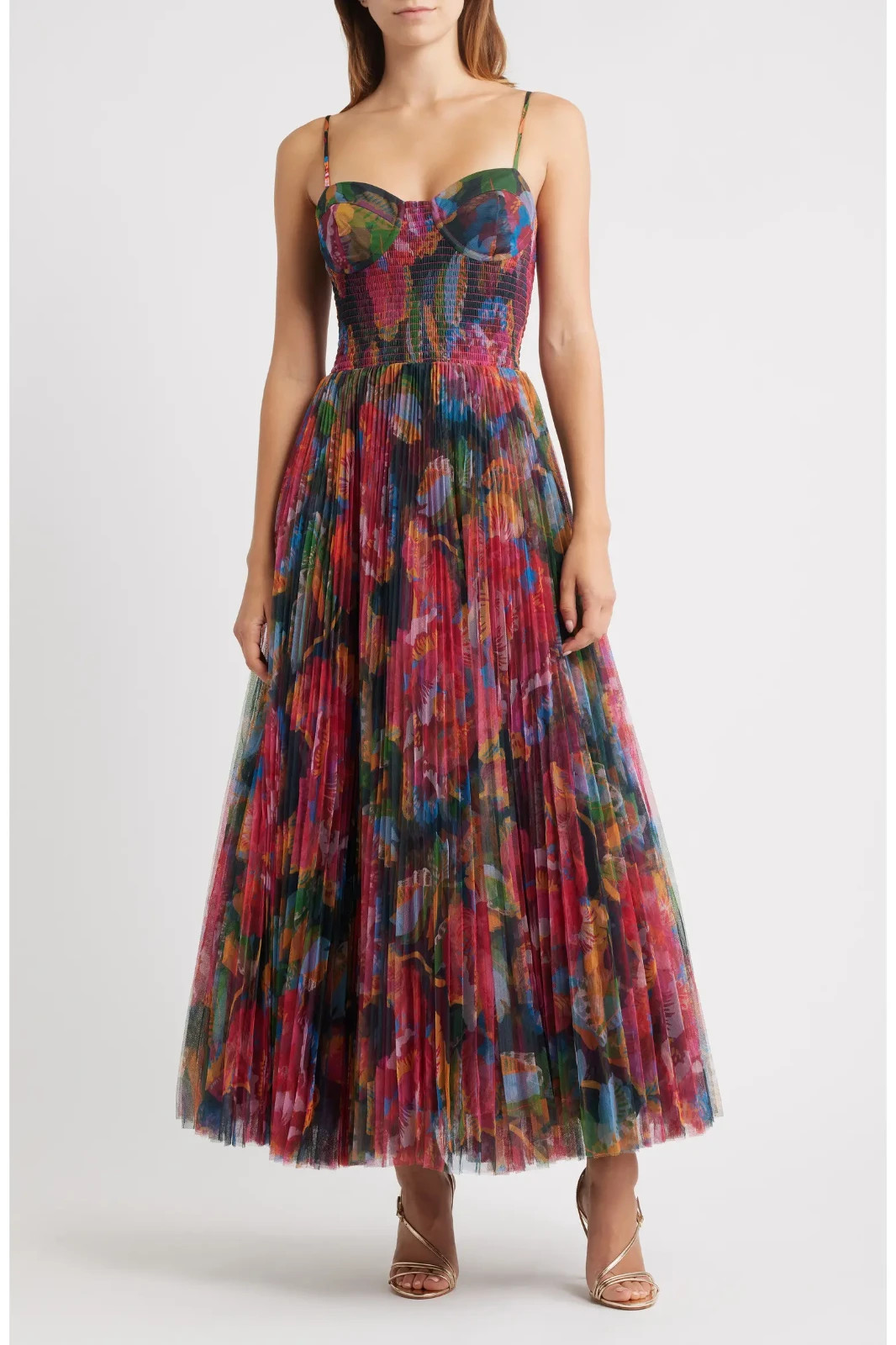 NEW, Hutch Smocked Tulle Gown in Multi Sz M #MD2558
