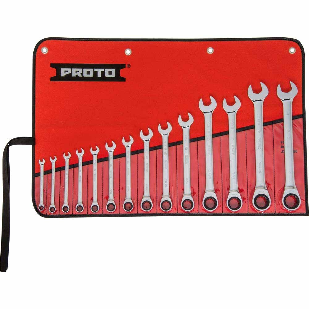 Proto JSCRT-14S 14-Piece Combination Non-Reversible Ratcheting Wrench Set-12 PT