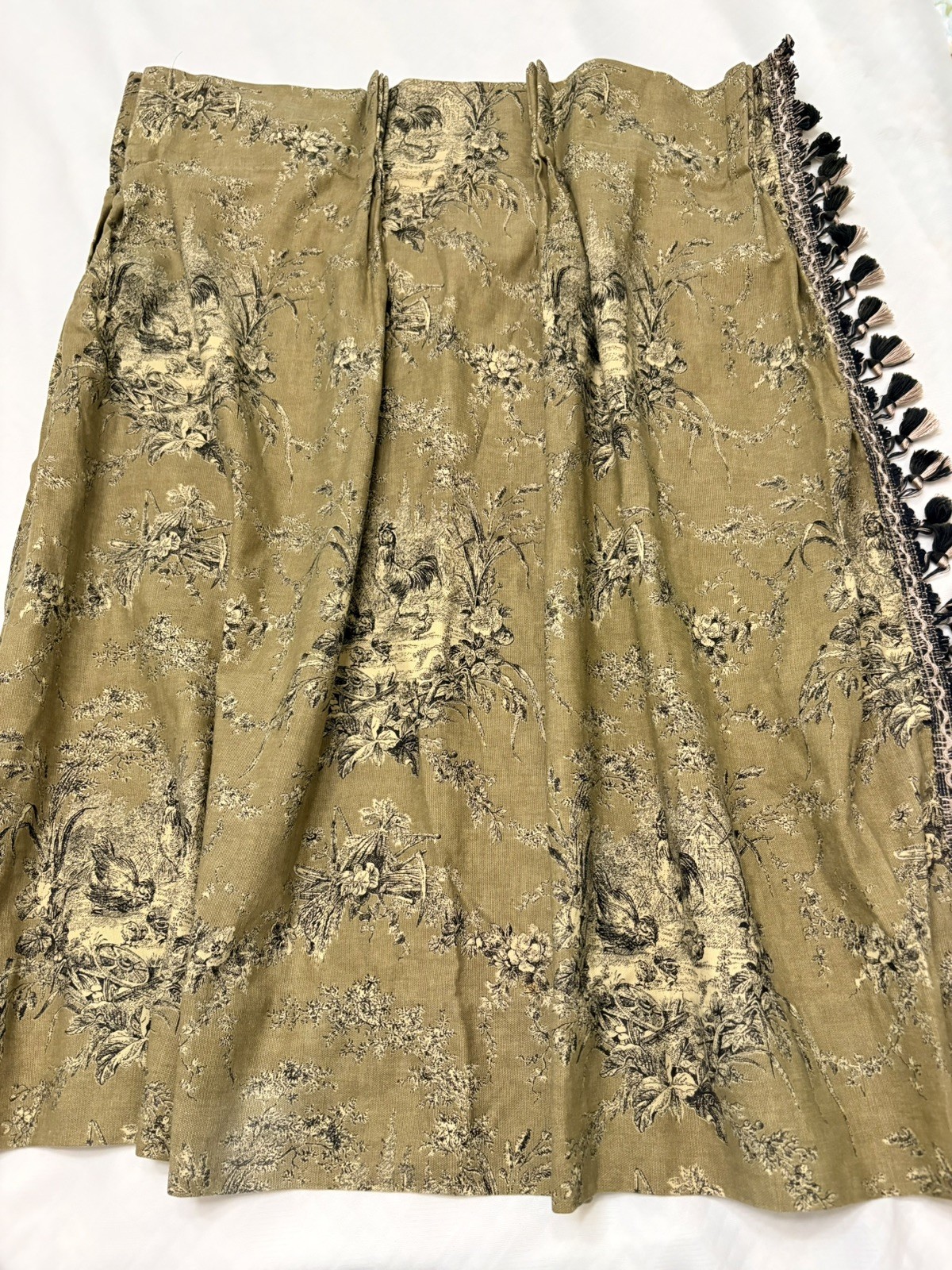 Vtg Waverly Olive Toile Country Life Chickens Pair Drapes Curtains Cafe Length Vtg Waverly Olive Toile Country Life Chickens Pair Drapes Curtains Cafe Length
