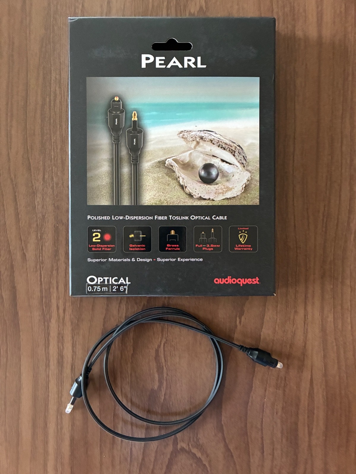 AudioQuest Pearl Optical - 3.5mm Mini M Toslink Fiber-Optic Cable, IMMACULATE