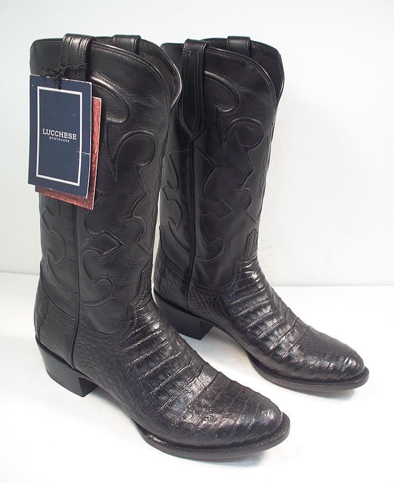 Lucchese Mens 8.5 EE Charles Black Round Toe Caiman Belly Western Boots M1636.R4 Lucchese Mens 8.5 EE Charles Black Round Toe Caiman Belly Western Boots M1636.R4