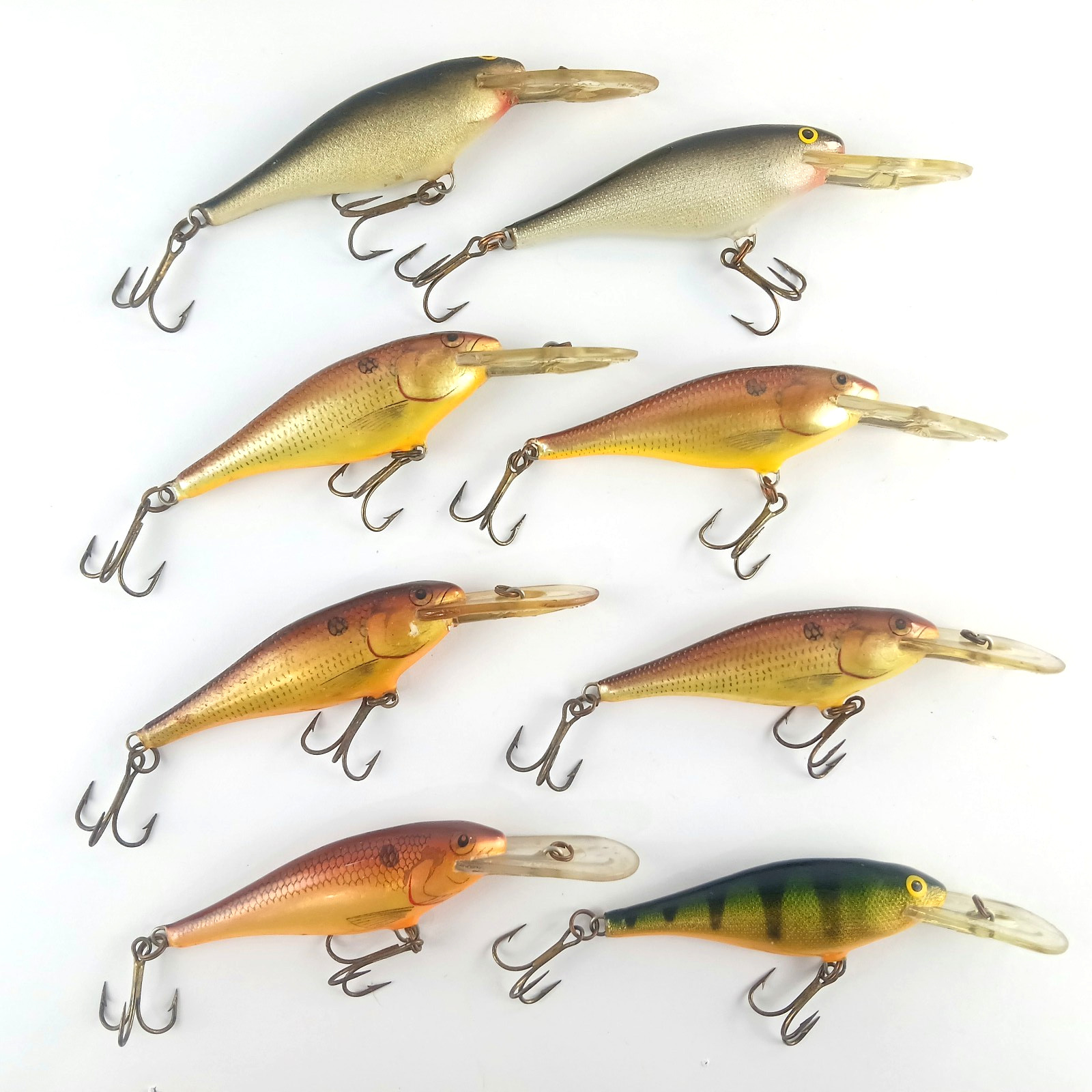Lot 8 Vtg Rapala Deep Runner Shad Rap SR6 Crankbaits Made Finland Nice