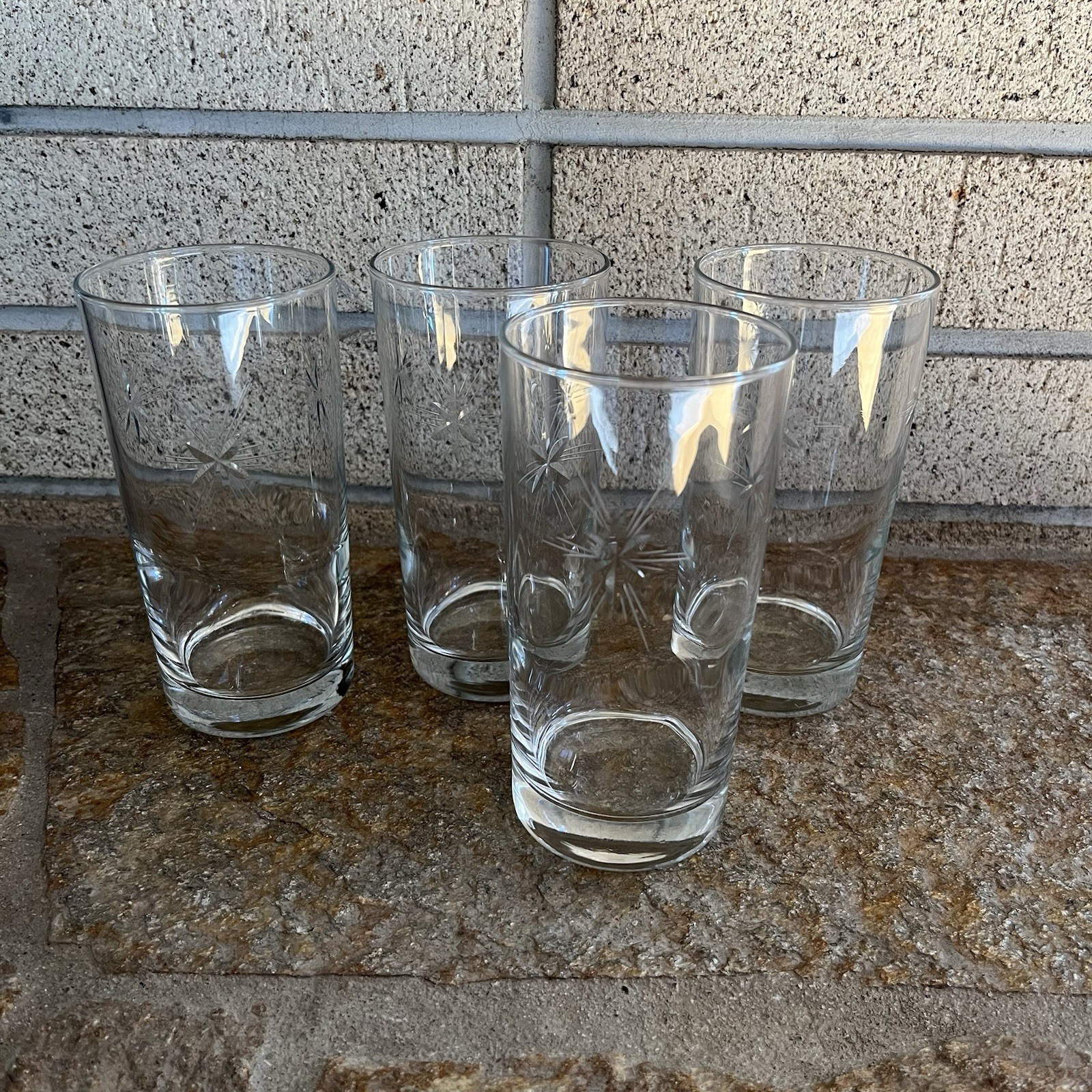 Vintage Etched Starburst Glass 5.5 Vintage Etched Starburst Glass 5.5