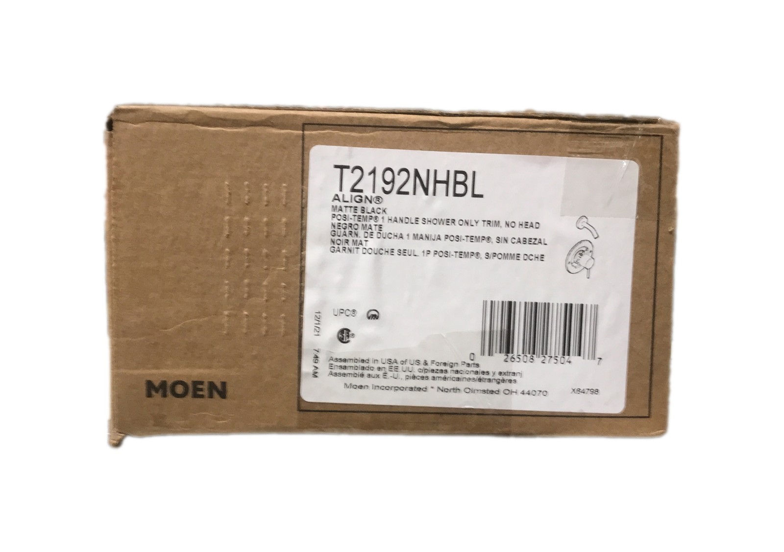 MOEN Align Posi-Temp Single-Handle Shower Faucet TRIM KIT Matte Black T2192NHBL