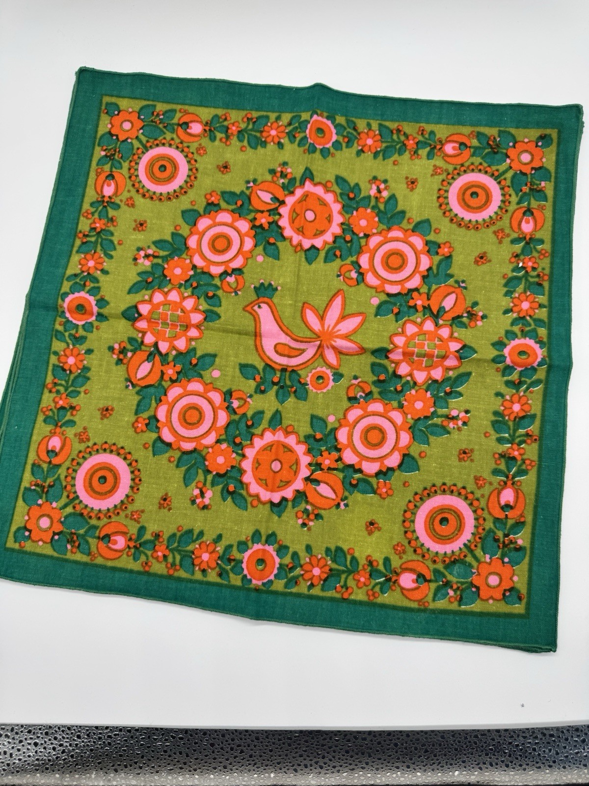 (4) Vintage Fallini &Cohn Linen Cloth Napkins-Partridge Bird Floral Retro Style (4) Vintage Fallini &Cohn Linen Cloth Napkins-Partridge Bird Floral Retro Style