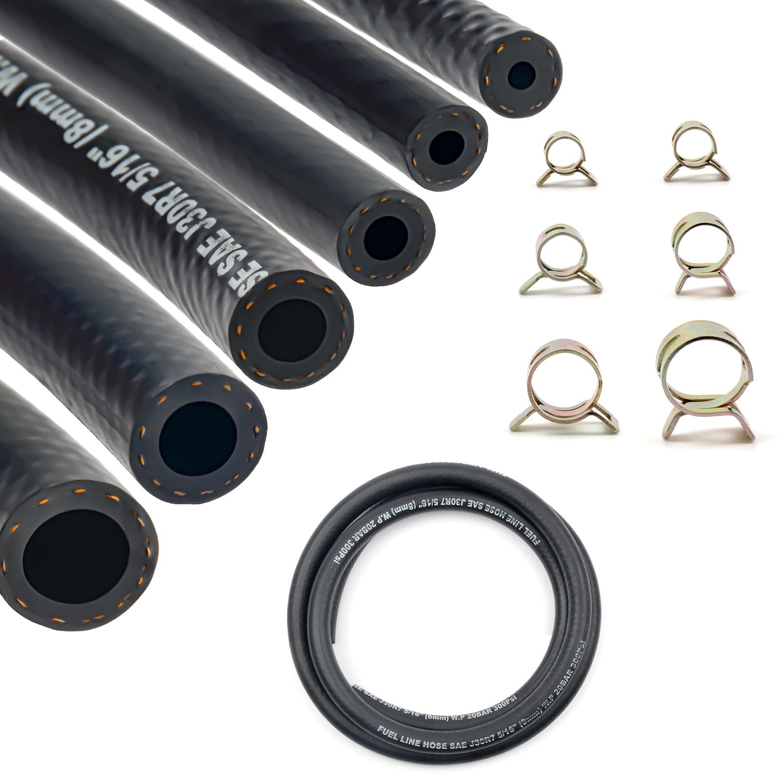 6PCS Fuel Line Hose & 30 Clamps, 1/8
