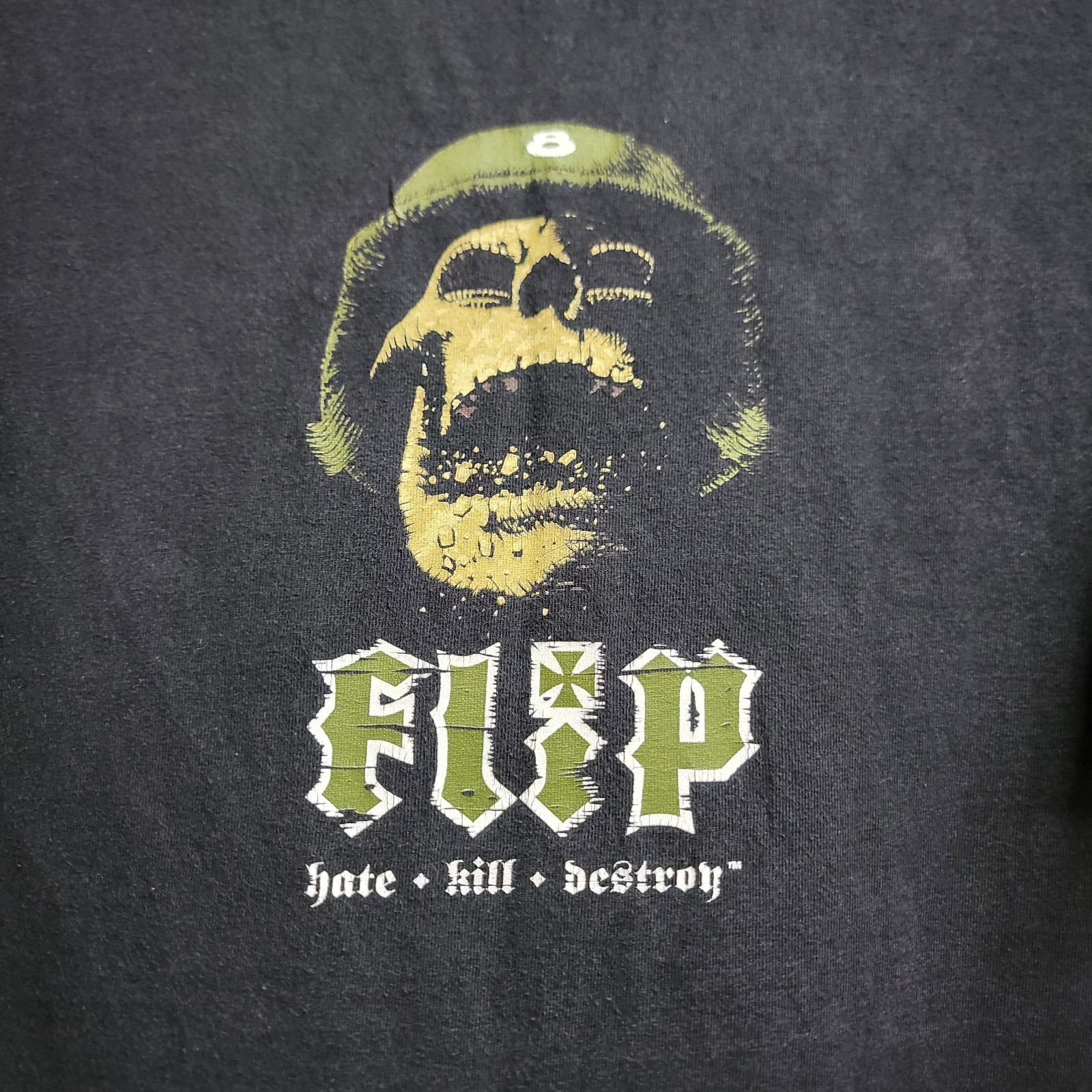 Rare Vintage Flip Skateboards Militant Skull Hate Kill Destroy T-Shirt - Size XL