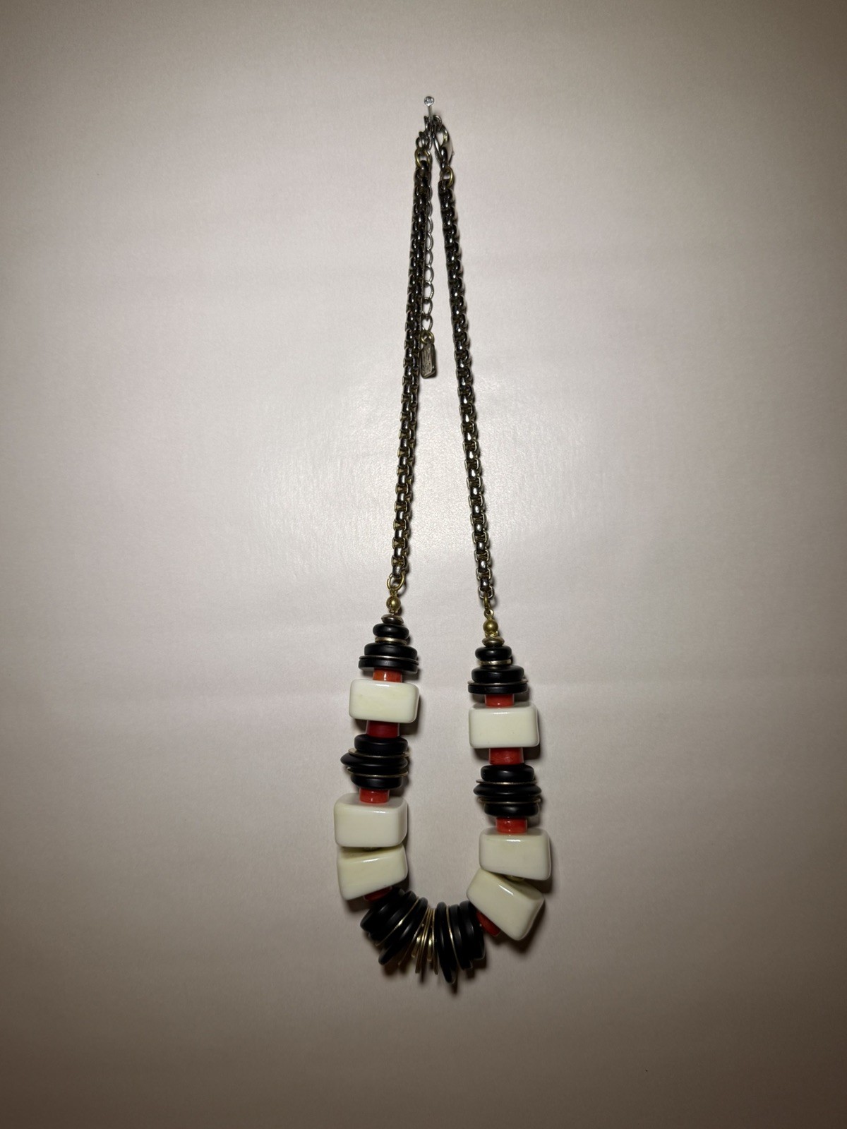 RLM Soho Robert Lee Morris Vintage Lucite Geometric Statement Necklace Black Red