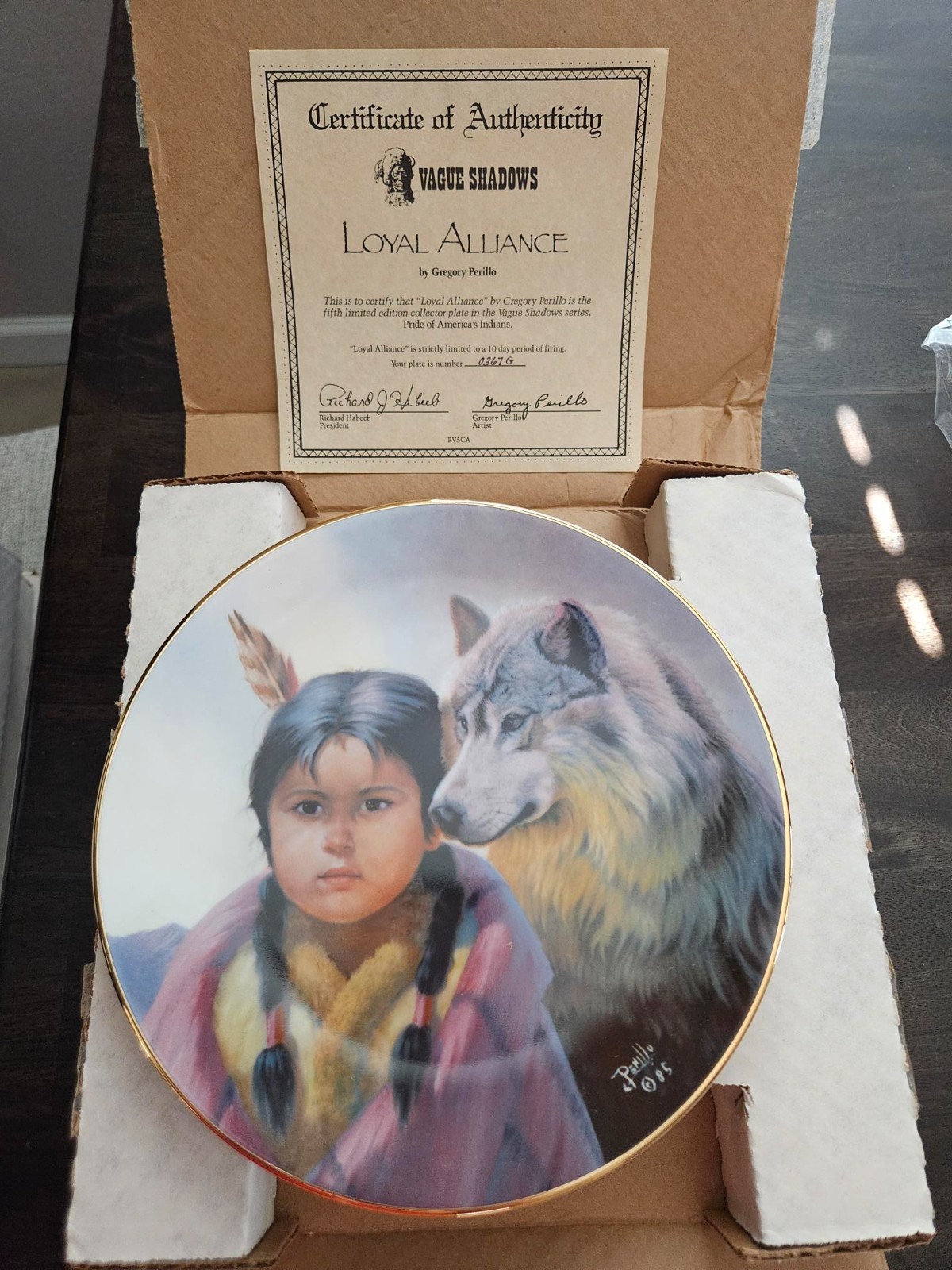 LOYAL ALLIANCE Plate Pride of America's Indians #5 Vague Shadows w/COA