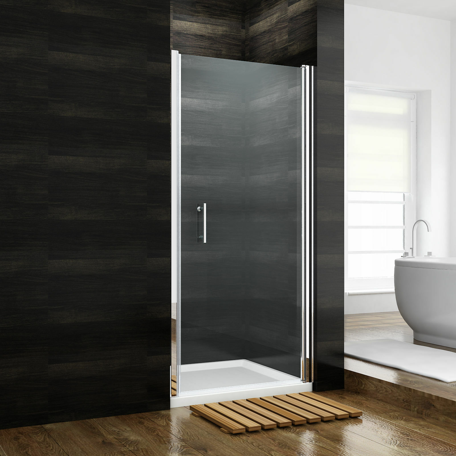 SUNNY 28/30/32/34/36\'\'W x 72\'\'H Pivot Swing Shower Door Frameless Chrome Finish