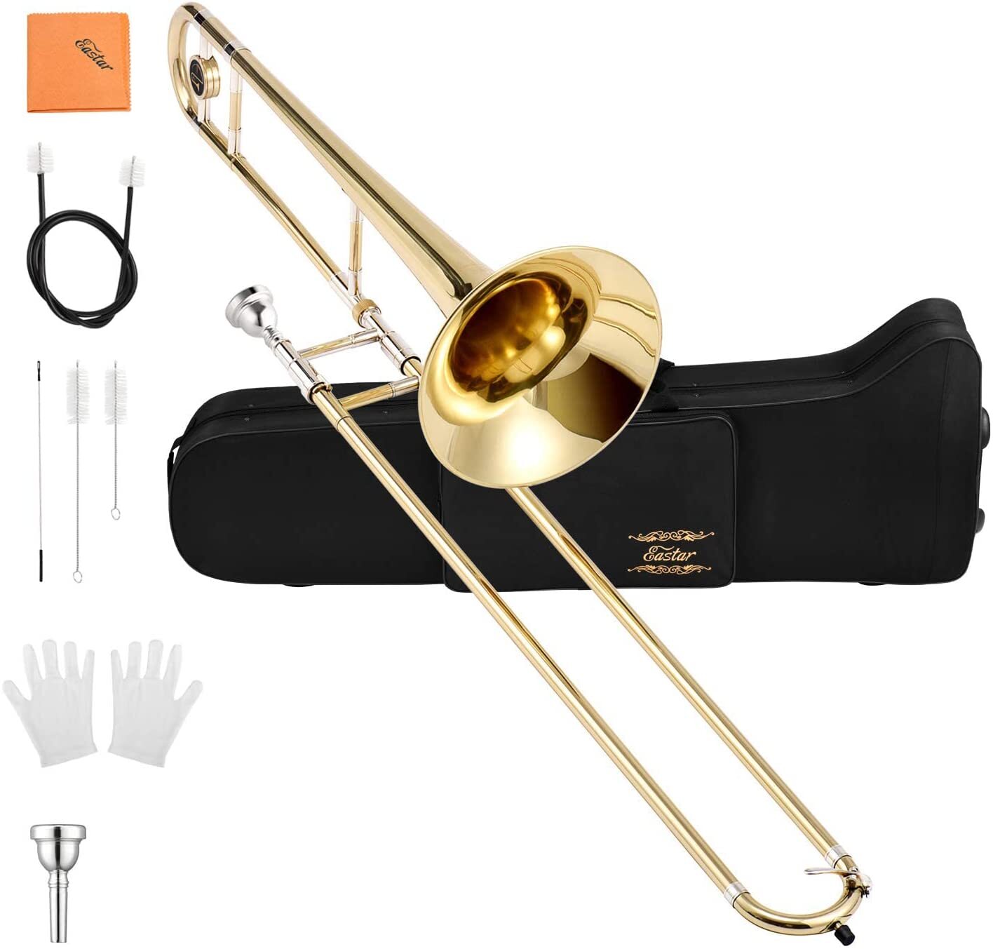 Eastar ETB-330 Bb Tenor Slide Trombone B Flat Brass Plated With Mouthpiece Case