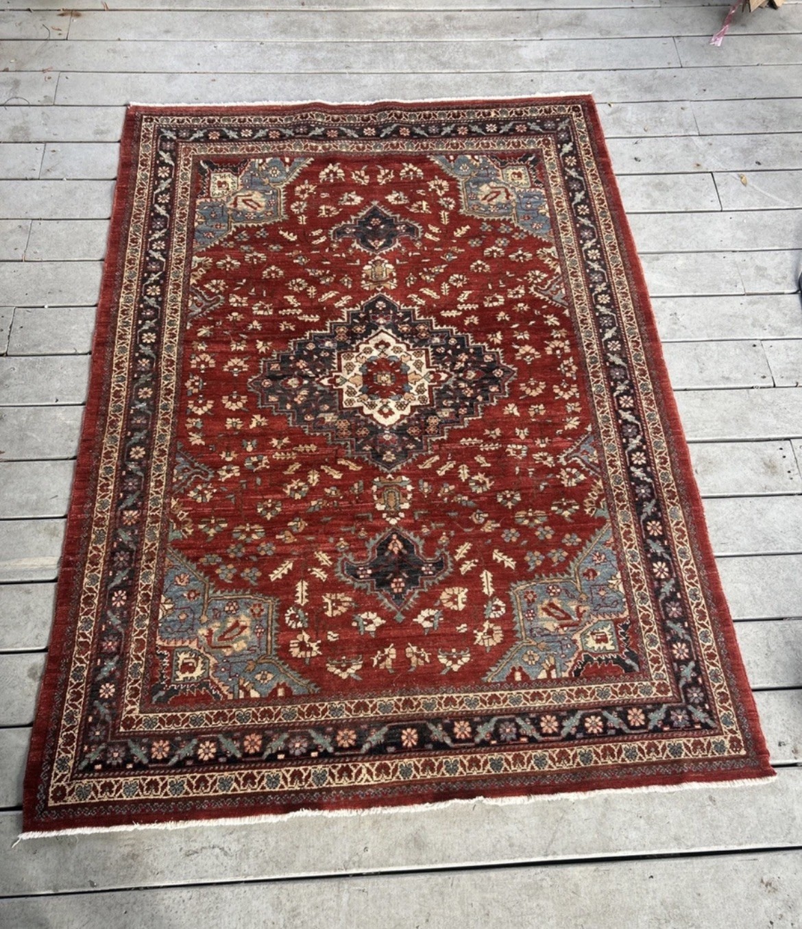 Vintage Rug 4.5 x 6.5 ft Red  Hand Knotted Tribal Oriental Rug
