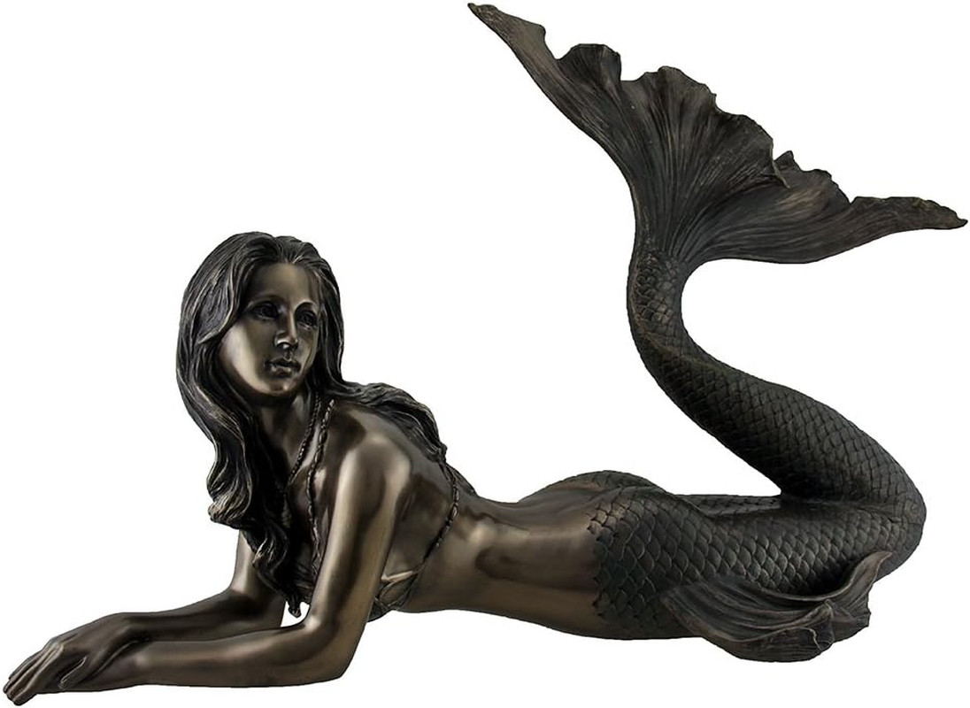 Veronese Design Large Bronze Finish Mermaid Statue 26 Inches Long