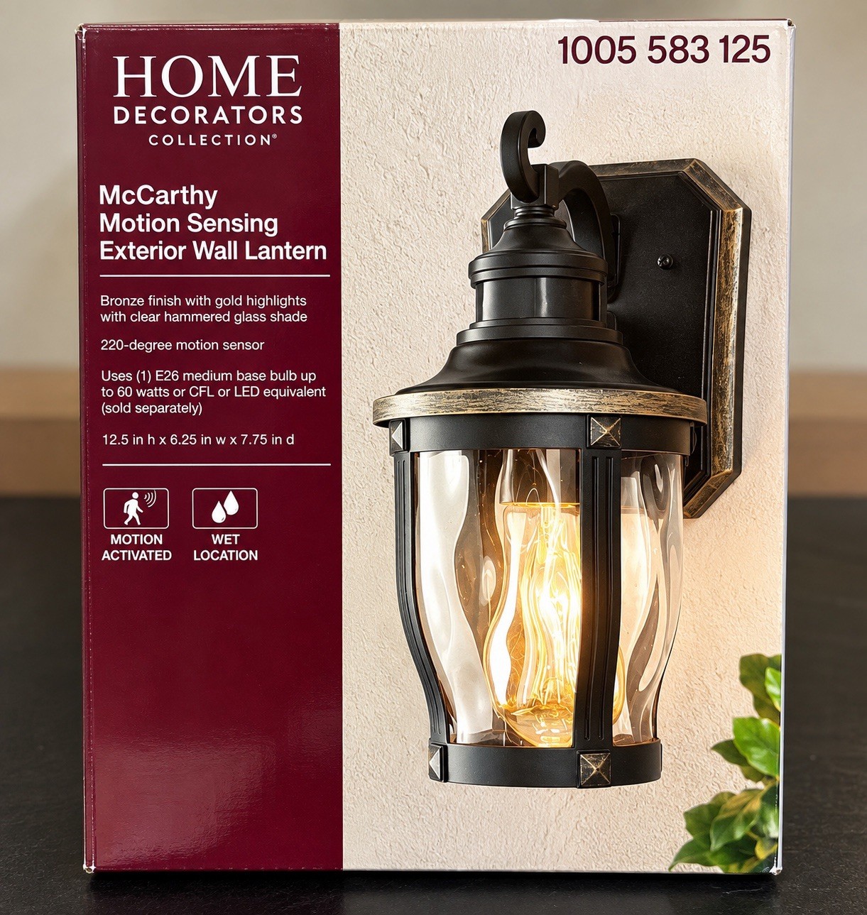Home Decorators McCarthy Motion Sensor Outdoor Wall Lantern Bronze NEW