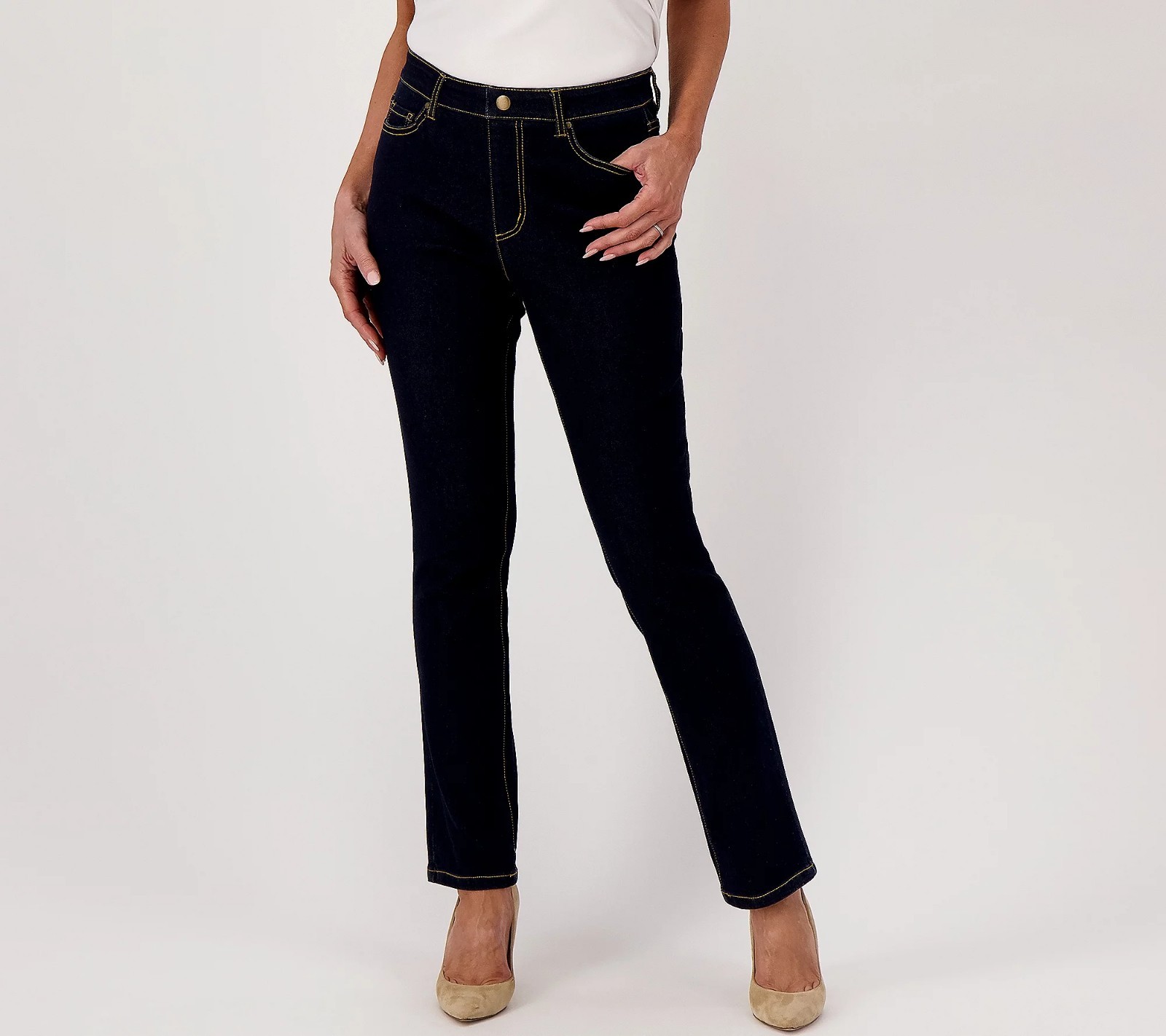 Studio Park x Jayne Brown REG Straight Leg Jeans w/ Tummy Panel - Sz M a602949 Studio Park x Jayne Brown REG Straight Leg Jeans w/ Tummy Panel - Sz M a602949